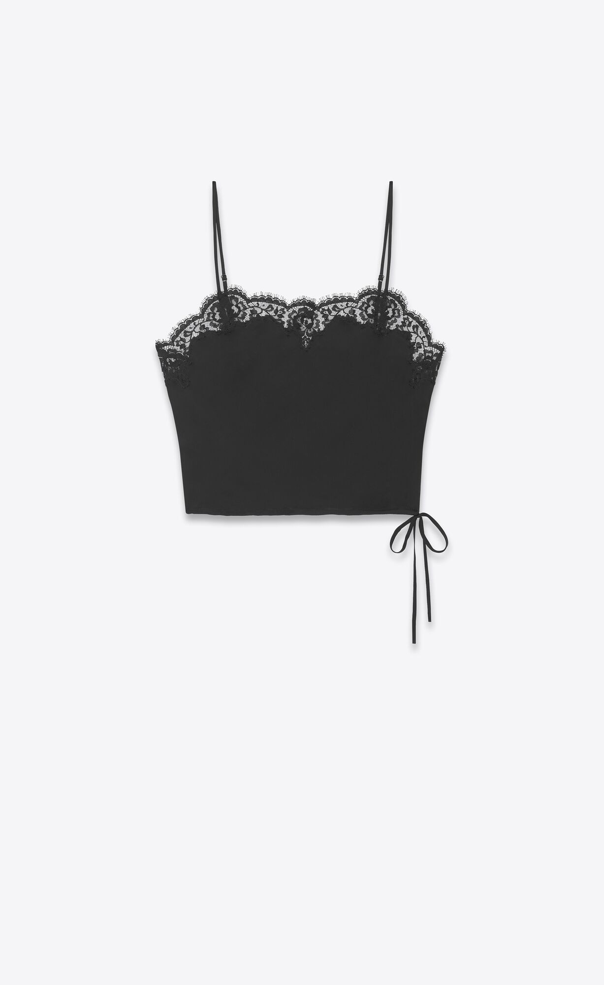 YSL Lingerie Top In Silk Satin Schwarz | 06378-OXEL