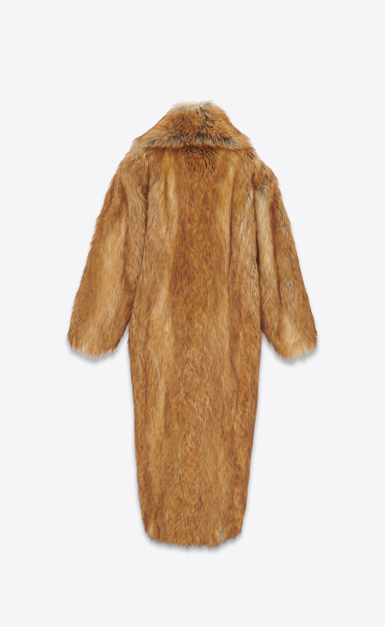 YSL Long Coat In Animal-free Fur Fauve | 43617-MLUZ