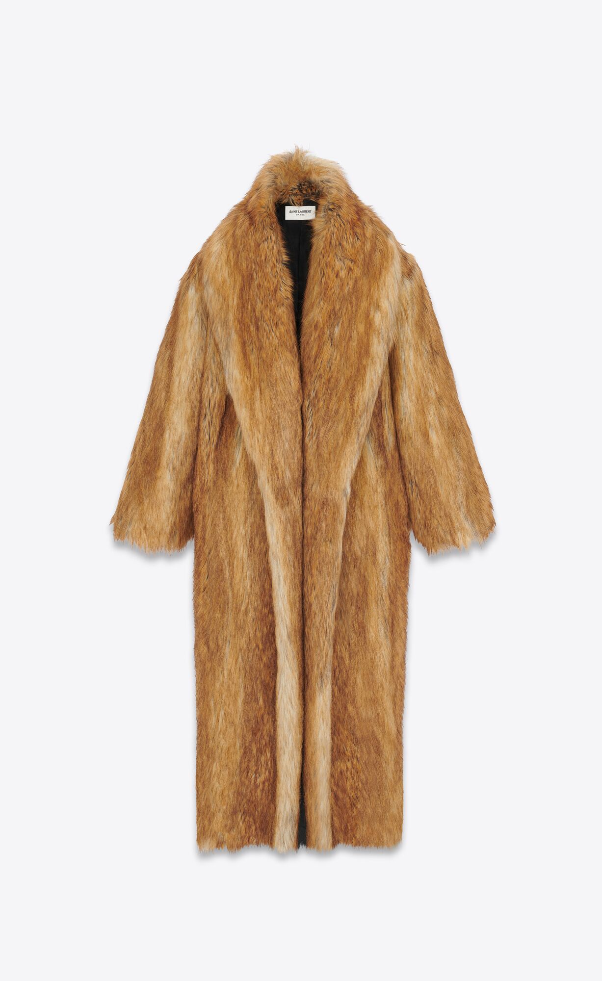 YSL Long Coat In Animal-free Fur Fauve | 43617-MLUZ