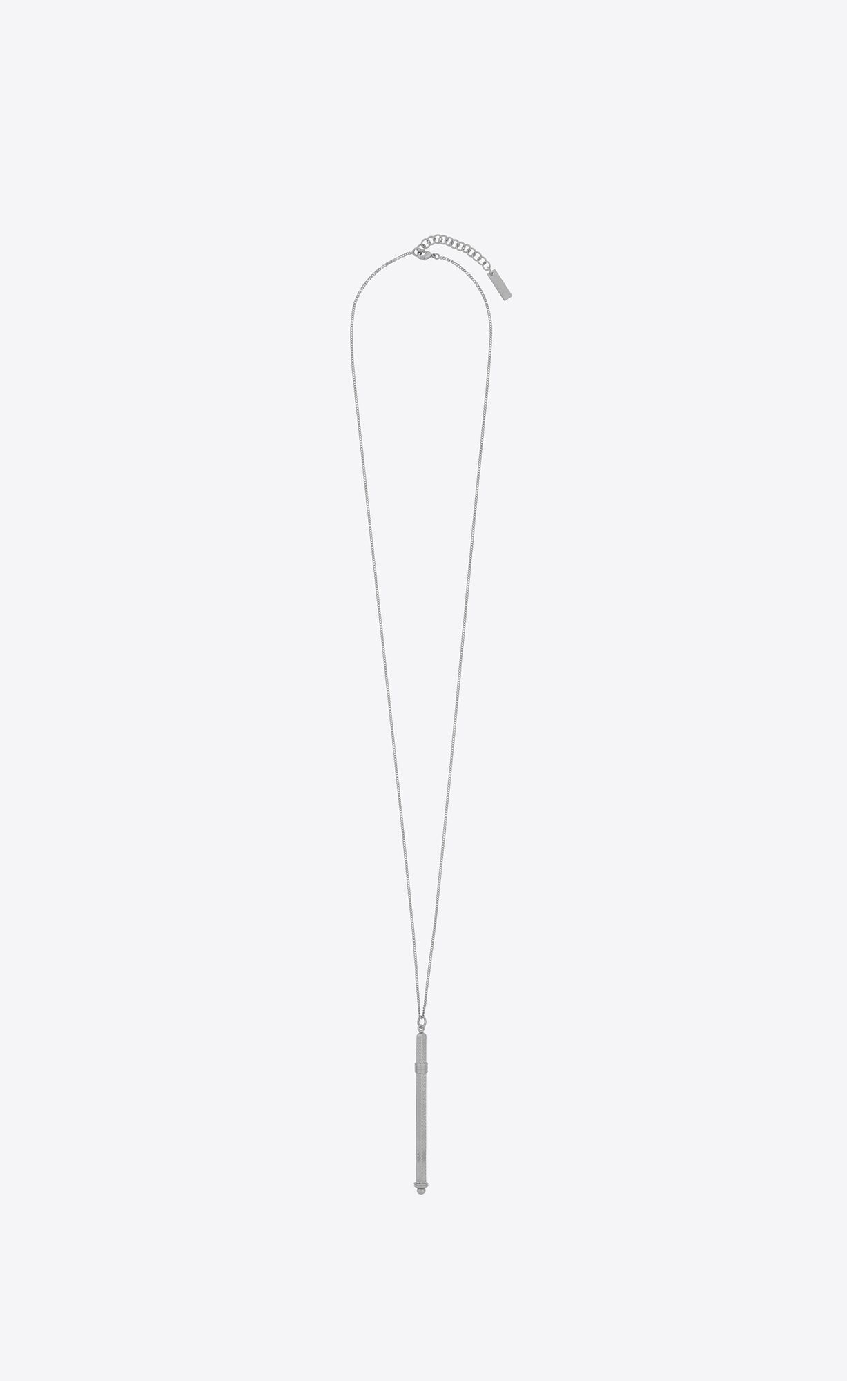 YSL Long Cocktail Stirrer Necklace In Metal Palladium | 89214-QAXJ