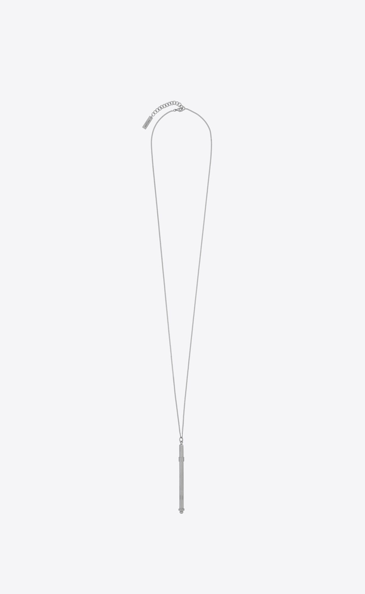 YSL Long Cocktail Stirrer Necklace In Metal Palladium | 89214-QAXJ