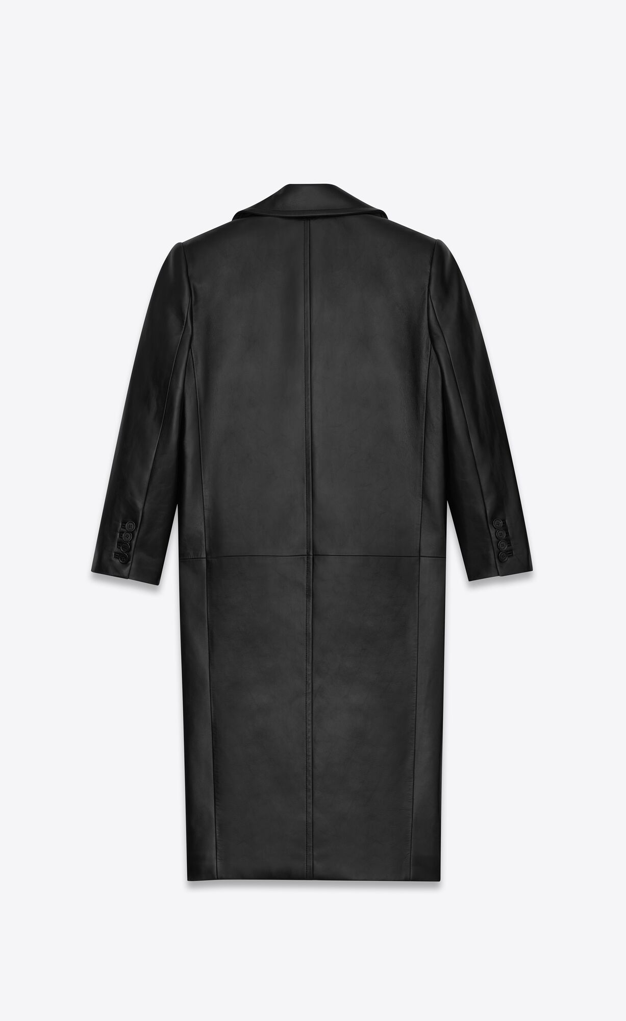 YSL Long Double-breasted Coat In Lambskin Schwarz | 08371-EJLC