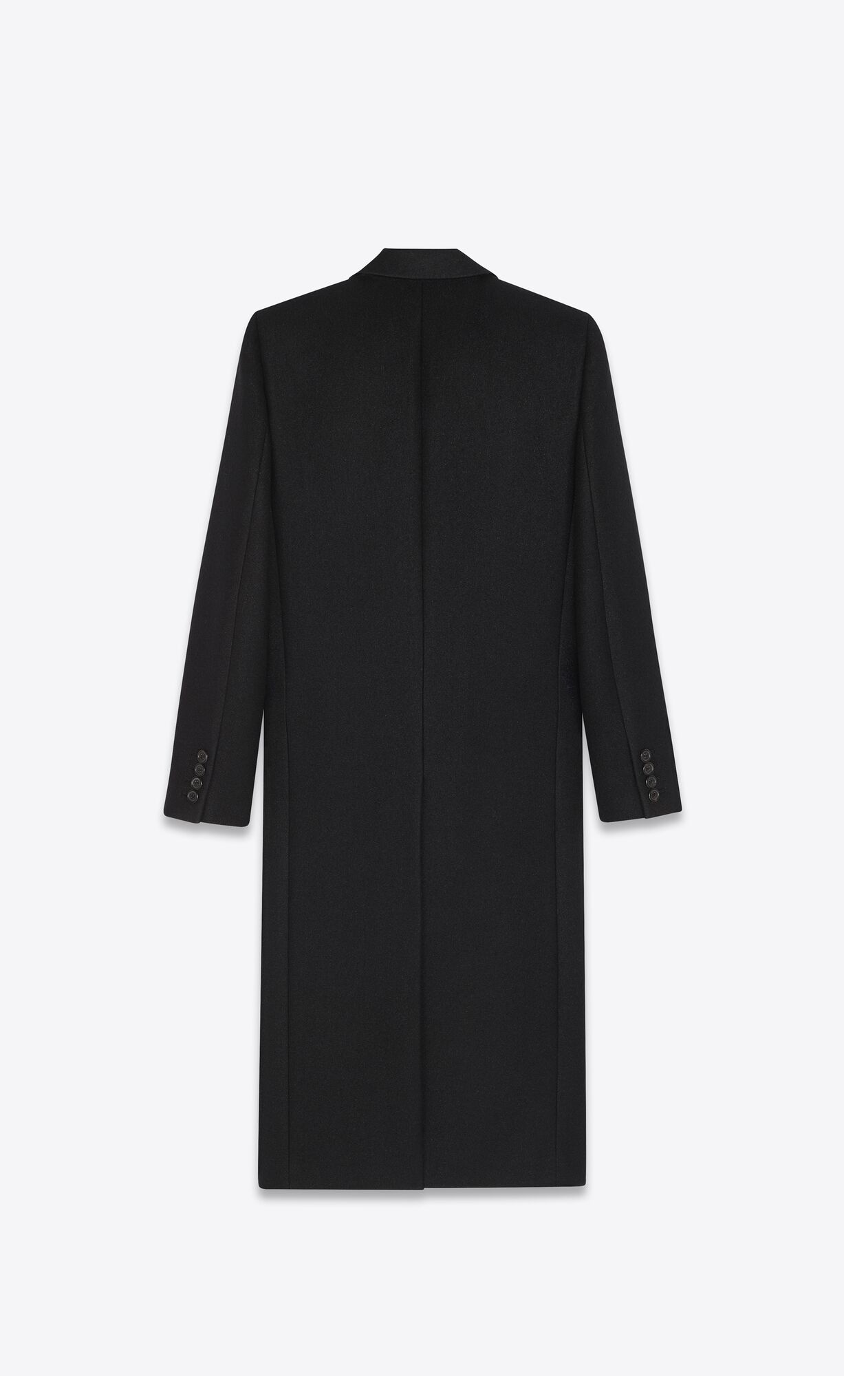 YSL Long Double-breasted Coat In Wolle Felt Noir Brillant | 51834-IUJS