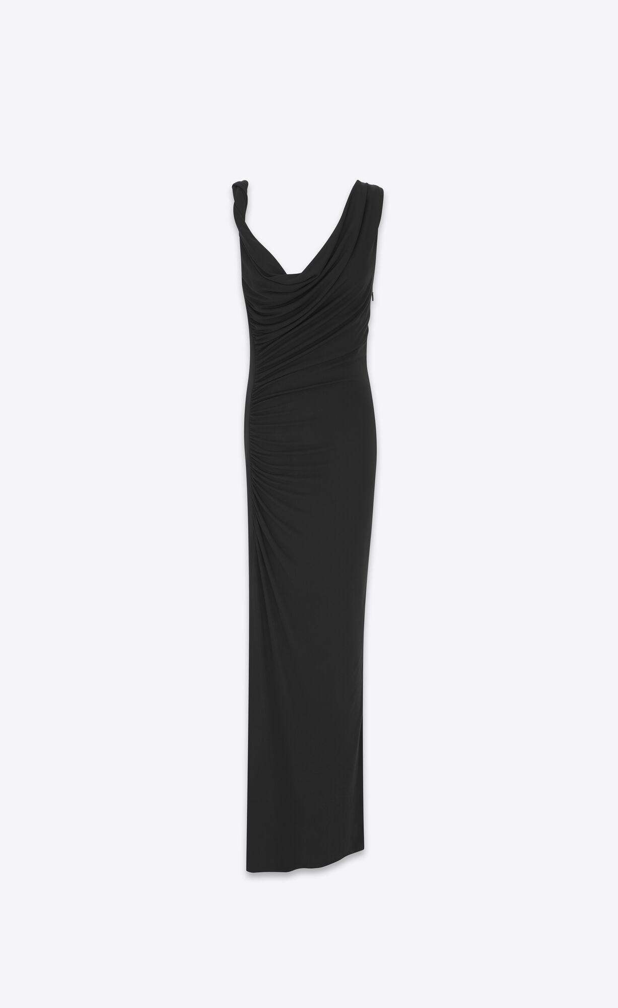 YSL Long Draped Kleider In Crepe Jersey Schwarz | 04671-VZEX