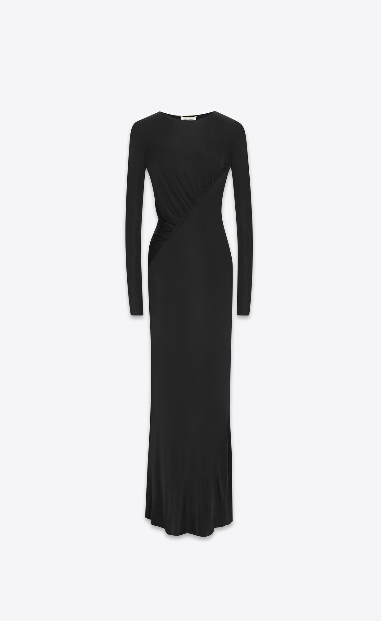 YSL Long Draped Kleider In Crepe Jersey Schwarz | 09612-FJAK