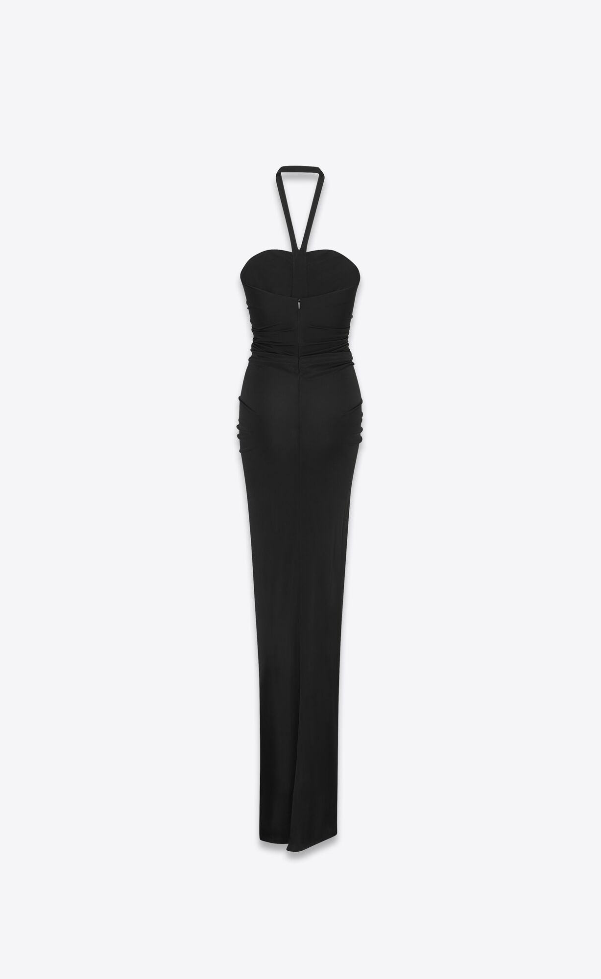 YSL Long Halterneck Kleider In Shiny Jersey Schwarz | 43986-YZTN