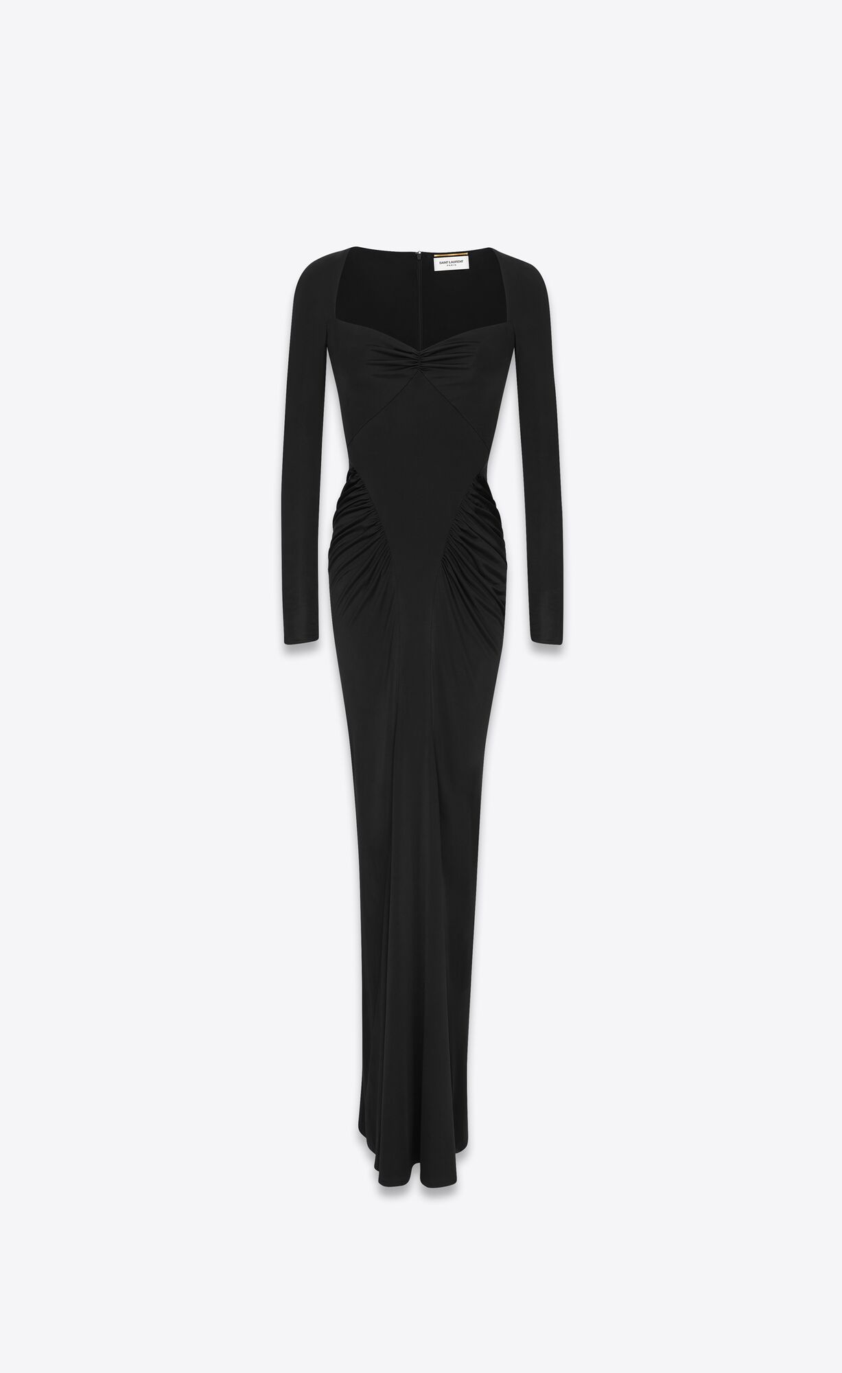 YSL Long Kleider In Shiny Jersey Schwarz | 04582-SRED