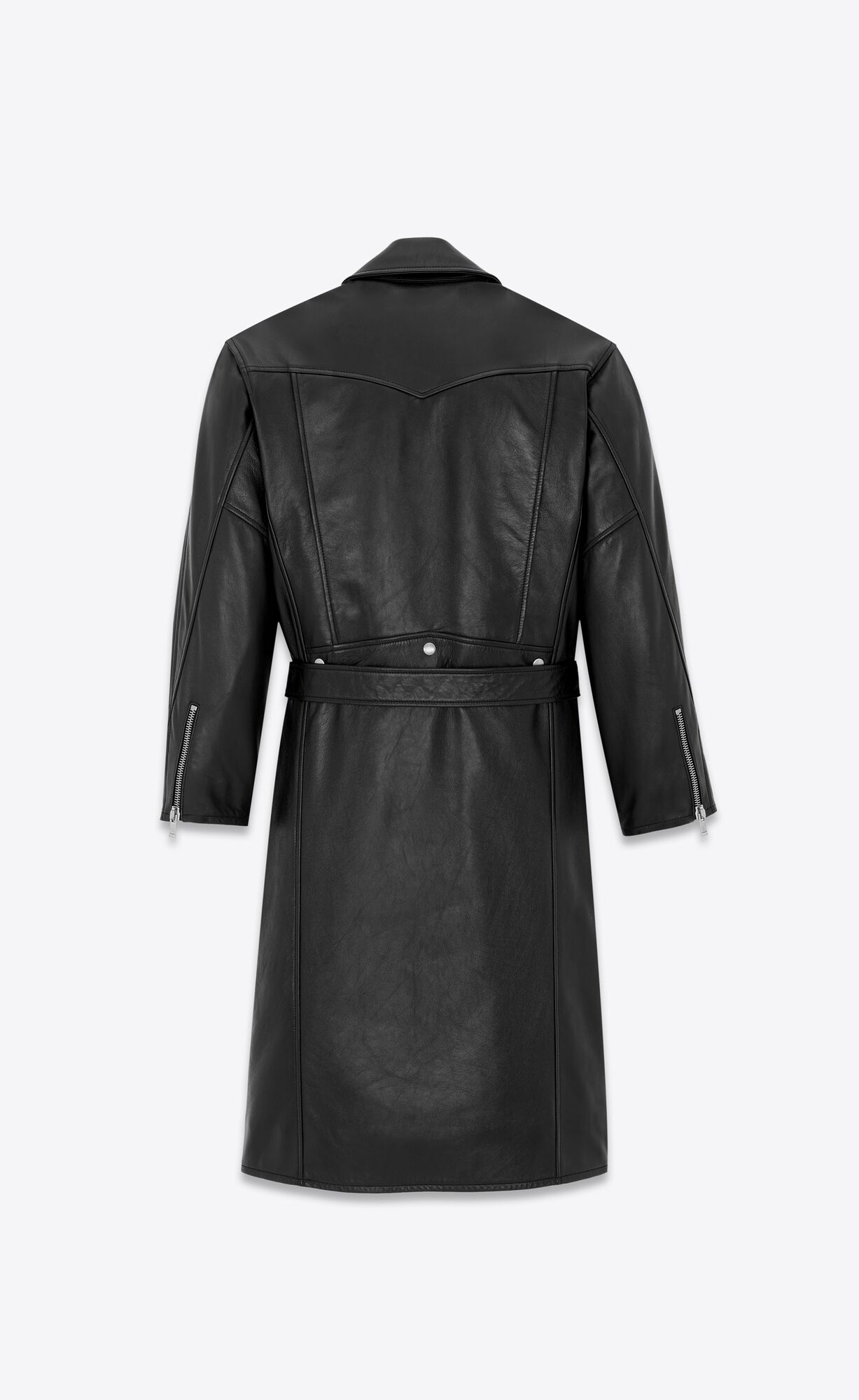 YSL Long Motorcycle Jacket In Drummed Lambskin Noir | 79380-NAFK