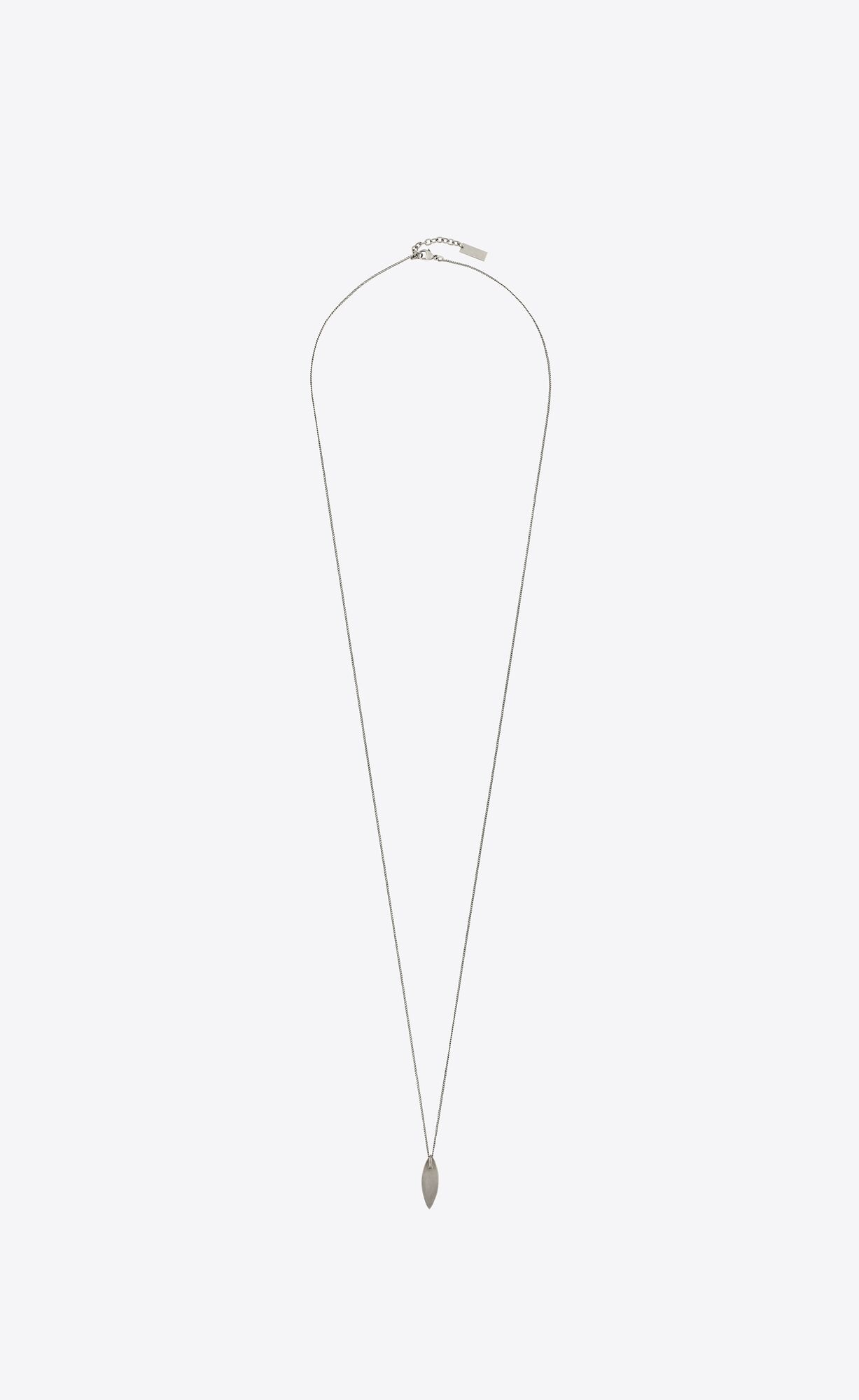 YSL Long Oval Charm Necklace In Metal Silber | 25873-LBNI