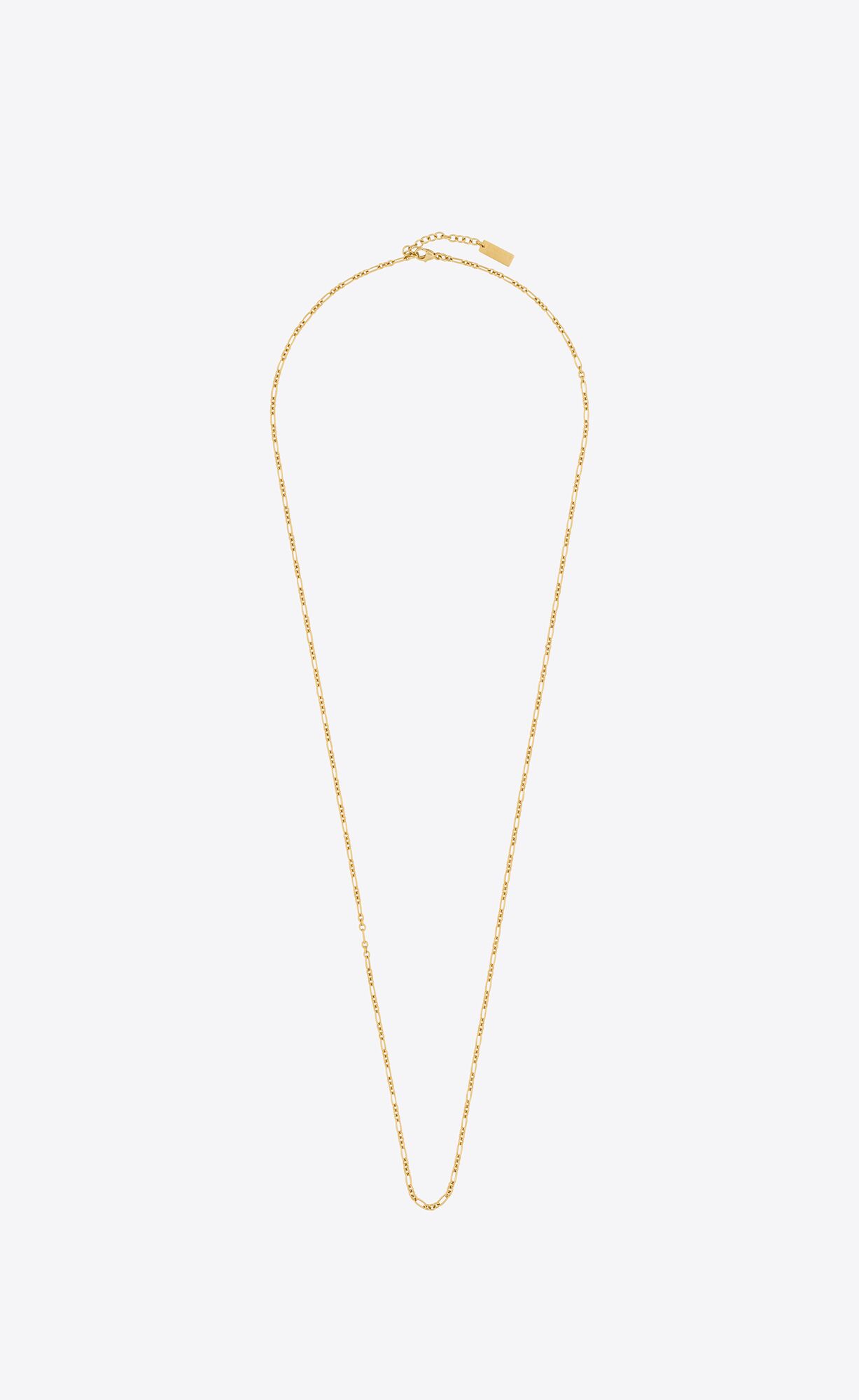 YSL Long Parallel Figaro Chain Necklace In Metal Gold | 28417-DTJR