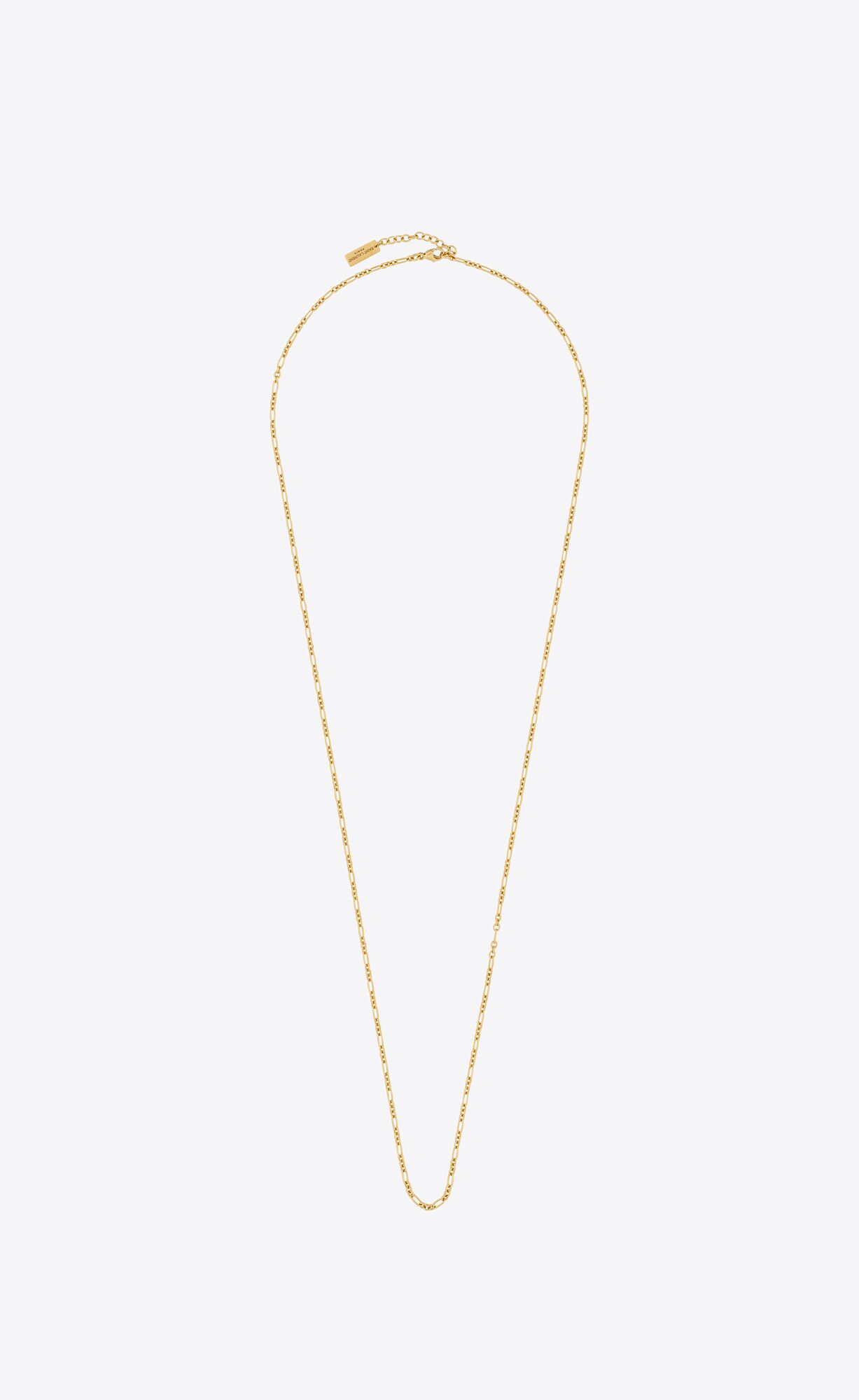 YSL Long Parallel Figaro Chain Necklace In Metal Gold | 28417-DTJR