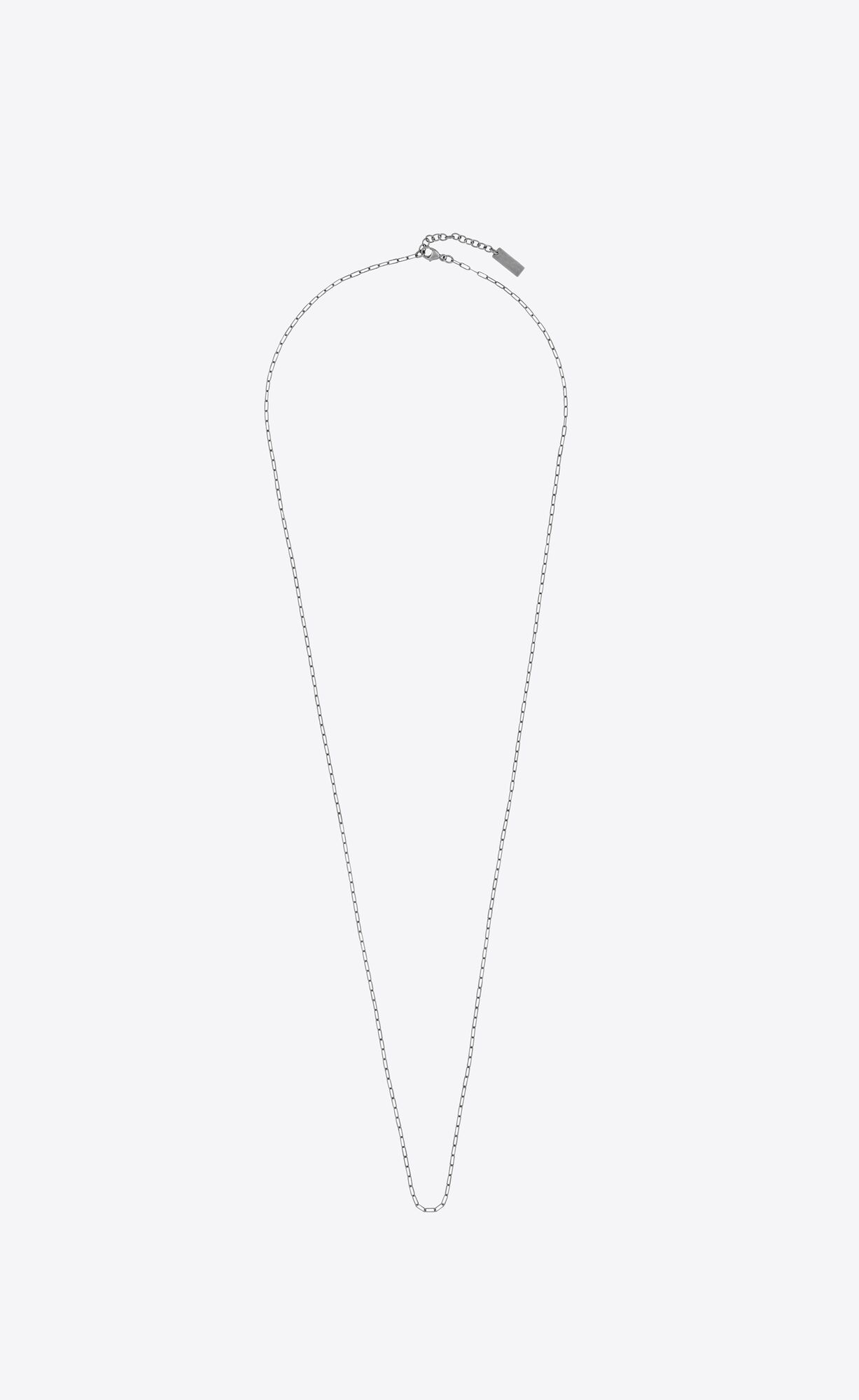 YSL Long Rectangular Chain Necklace In Metal Silber | 04932-RDWT