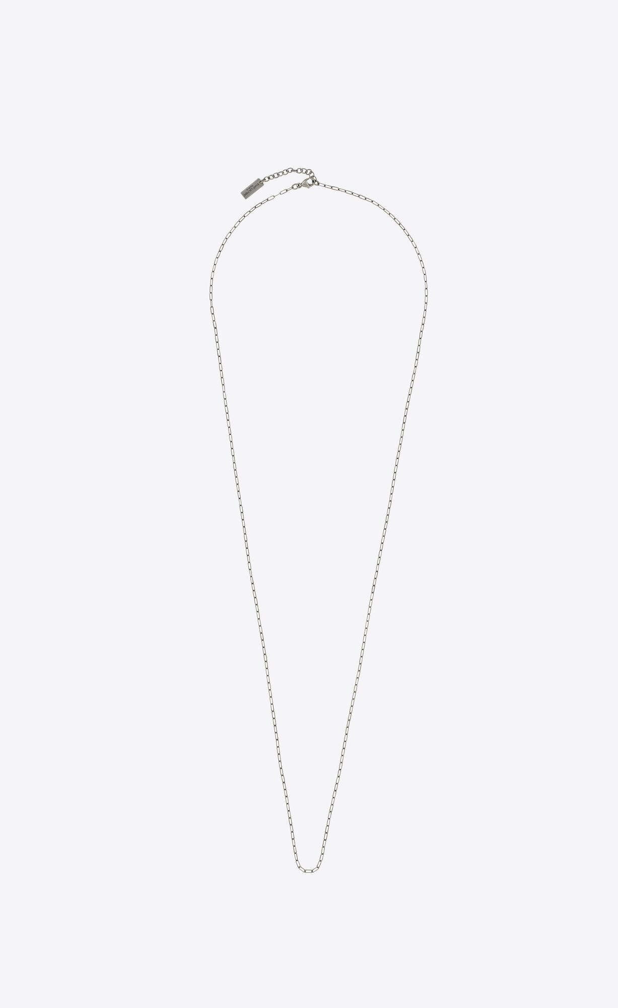 YSL Long Rectangular Chain Necklace In Metal Silber | 04932-RDWT