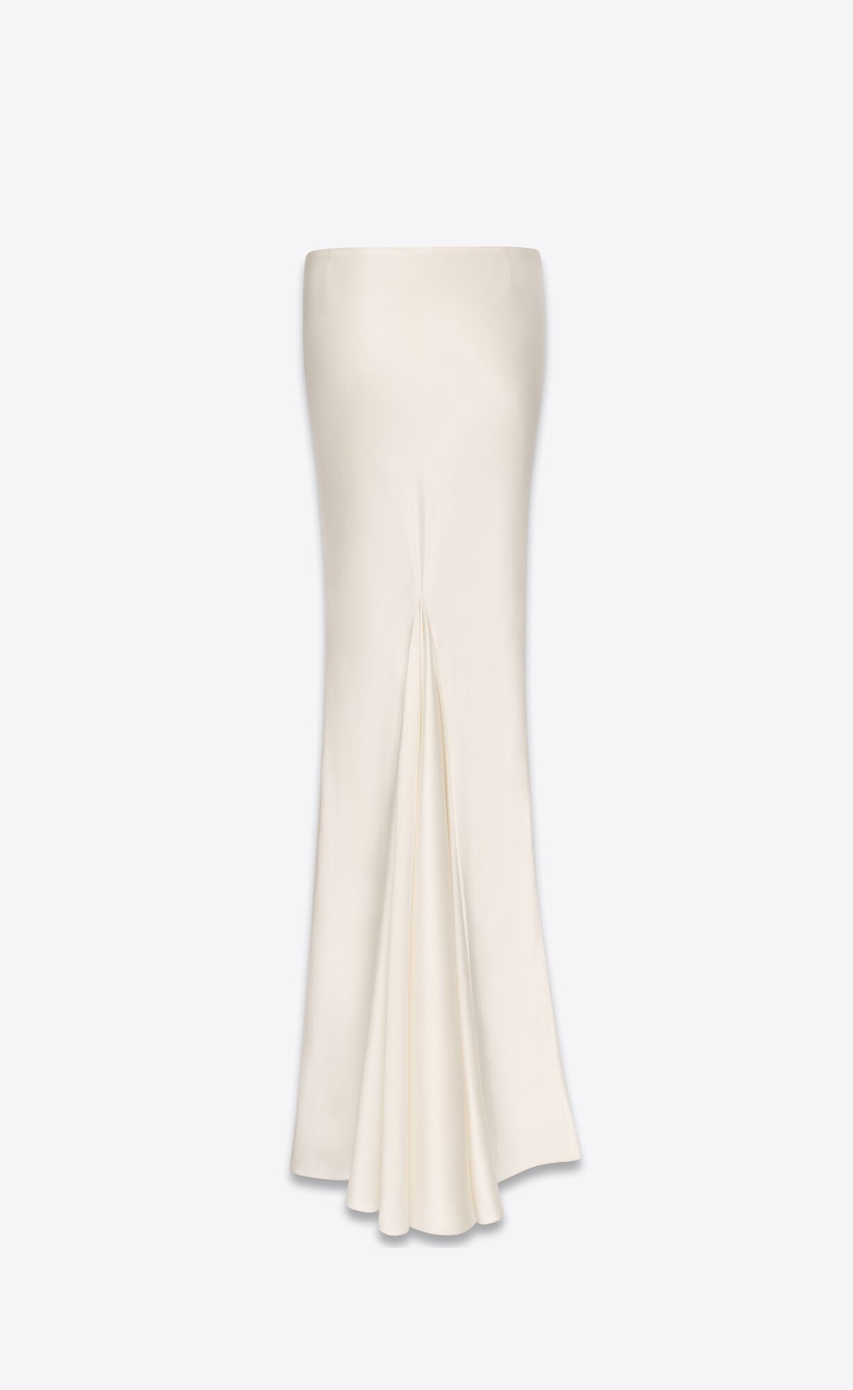 YSL Long Skirt In Washed Satin Craie | 65187-CGNJ