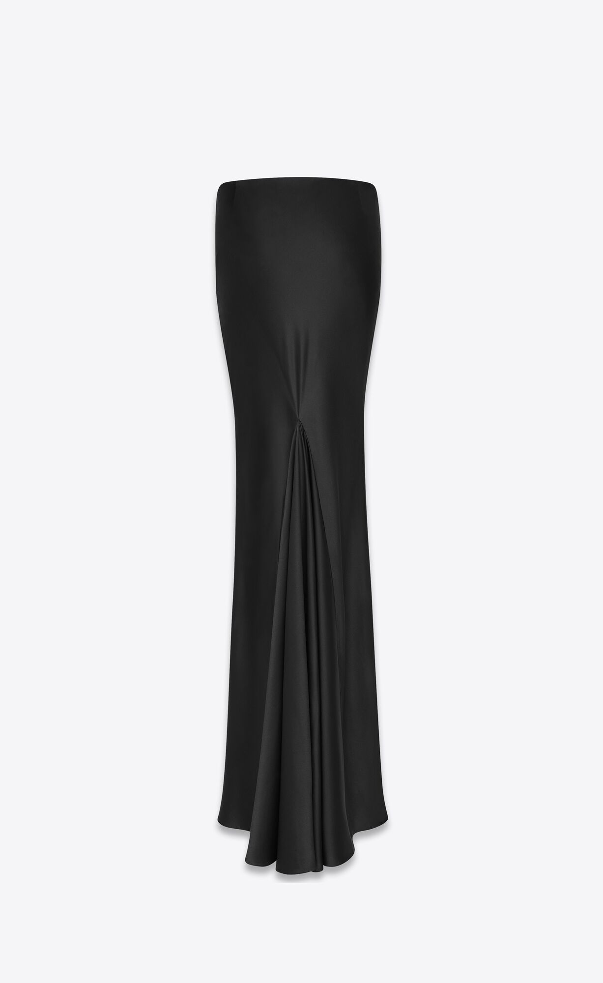 YSL Long Skirt In Washed Satin Schwarz | 93758-BAOI