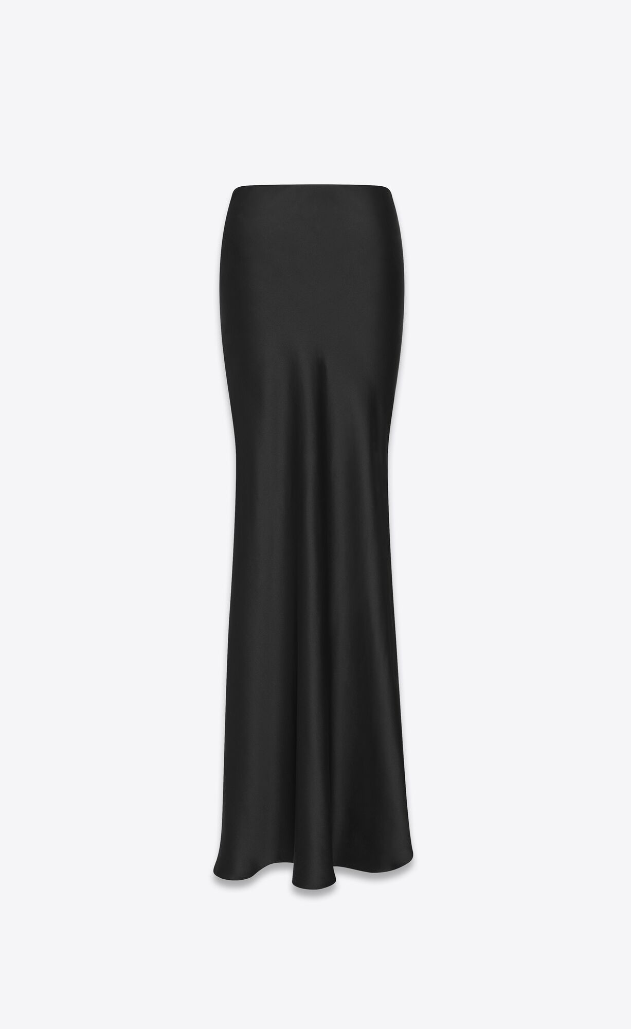 YSL Long Skirt In Washed Satin Schwarz | 93758-BAOI