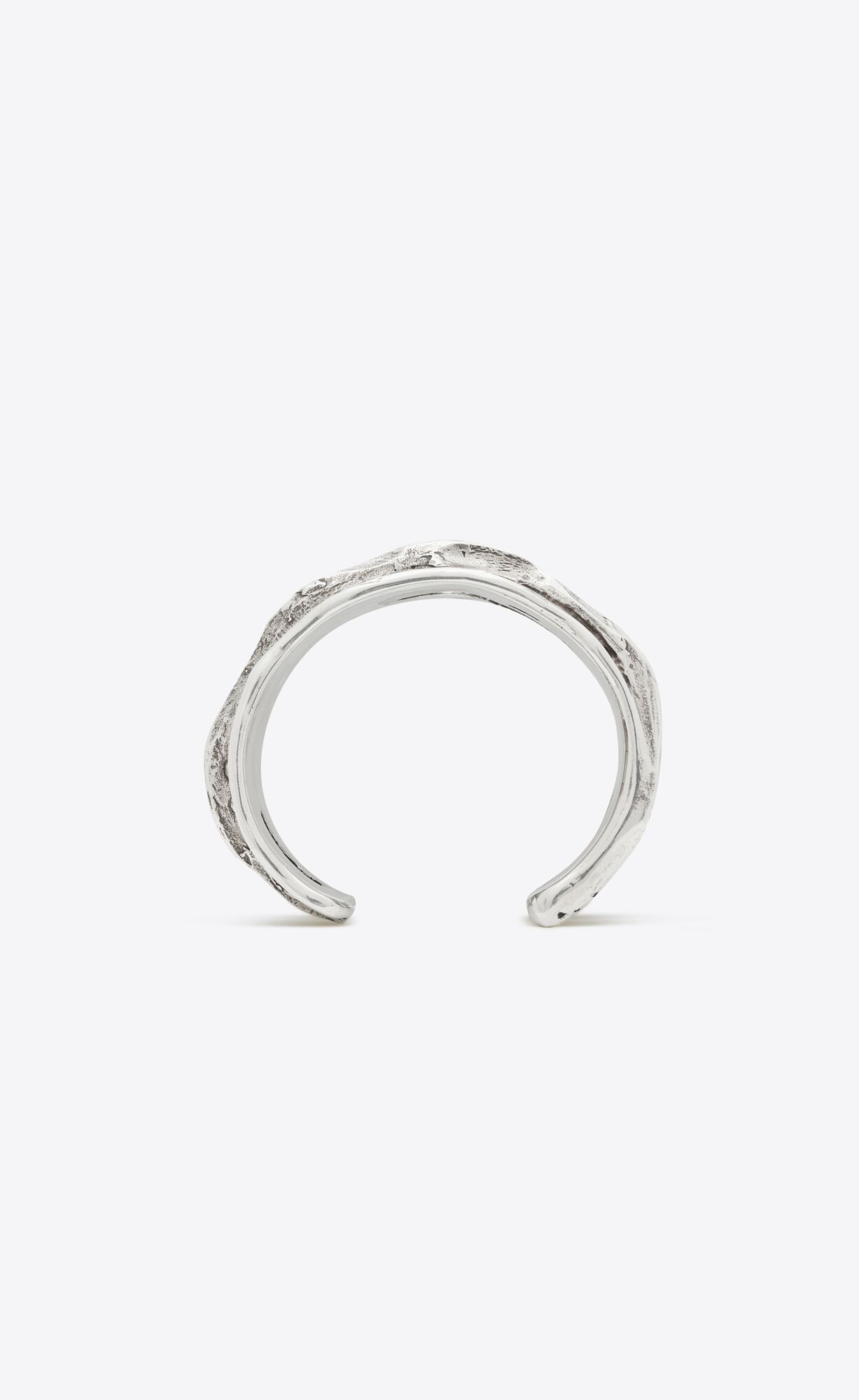 YSL Long Tornado Crater Cuff Bracelet In Metal Silber | 86405-YMHA