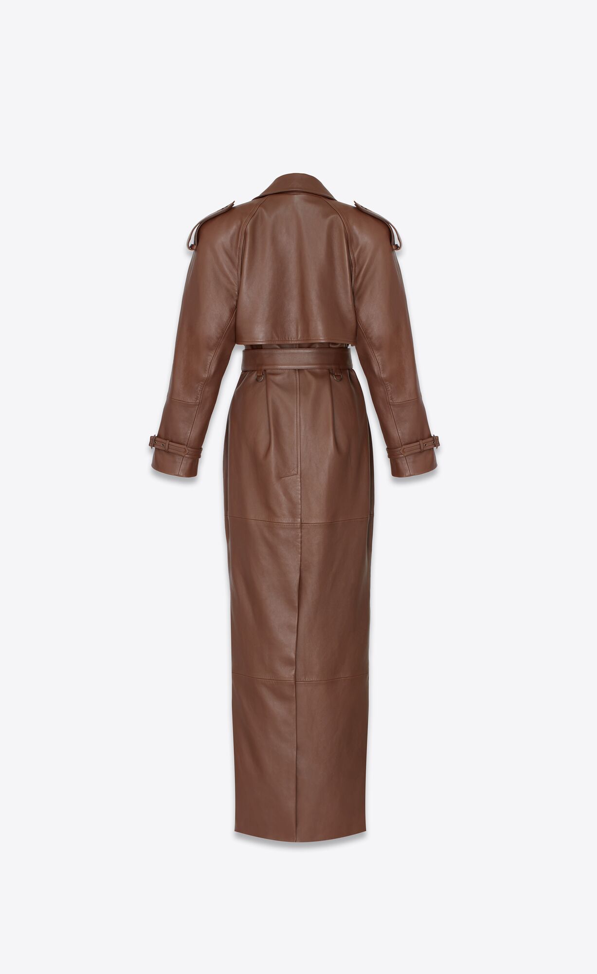 YSL Long Trench In Lambskin Brun Chene | 18593-EXUR