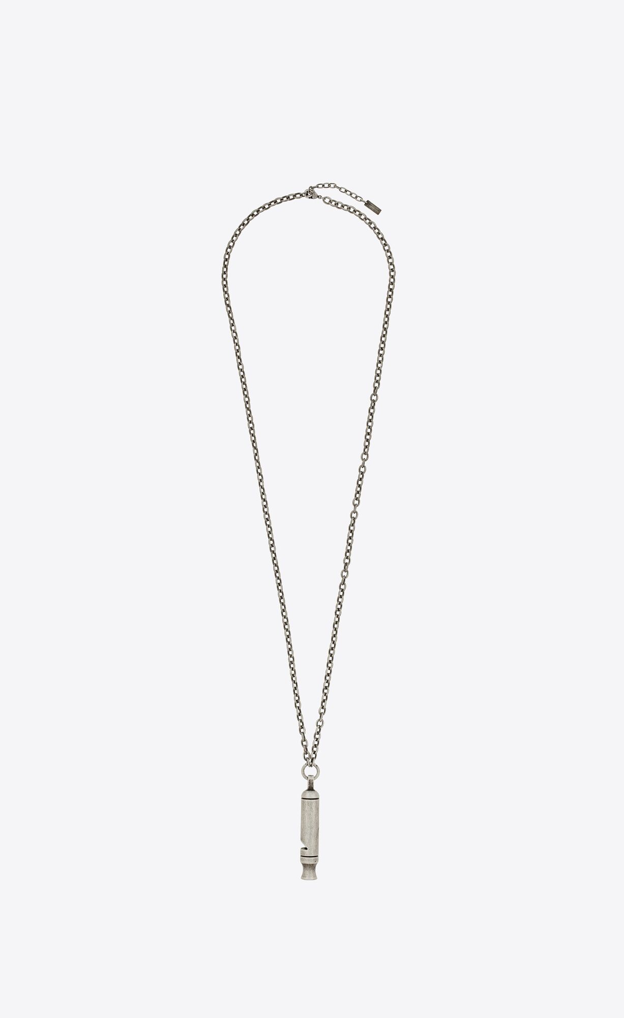 YSL Long Whistle Charm Necklace In Metal Silber | 38167-RPUX