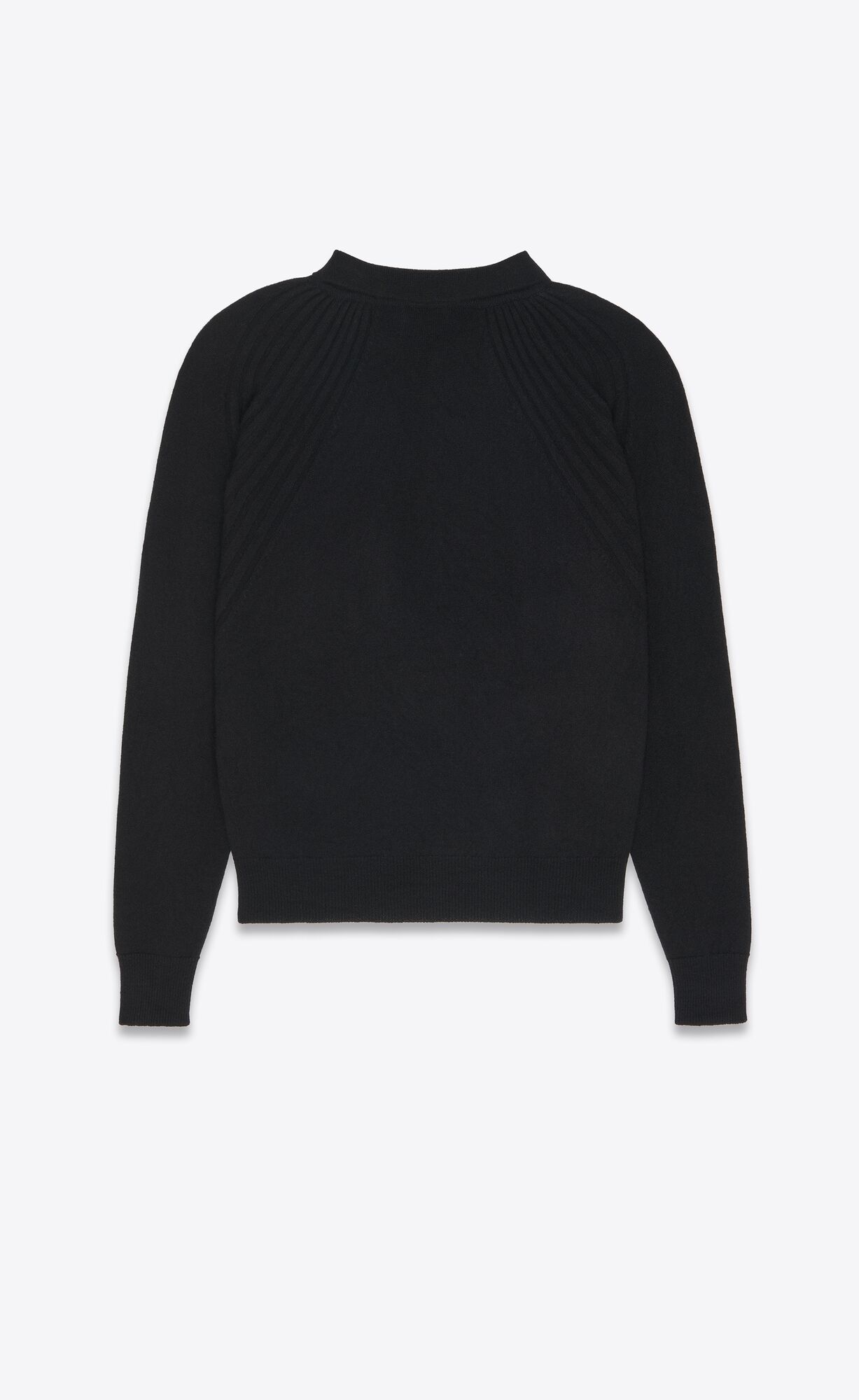 YSL Long-sleeve Polo Shirt In Cashmere Noir | 04876-FJGE