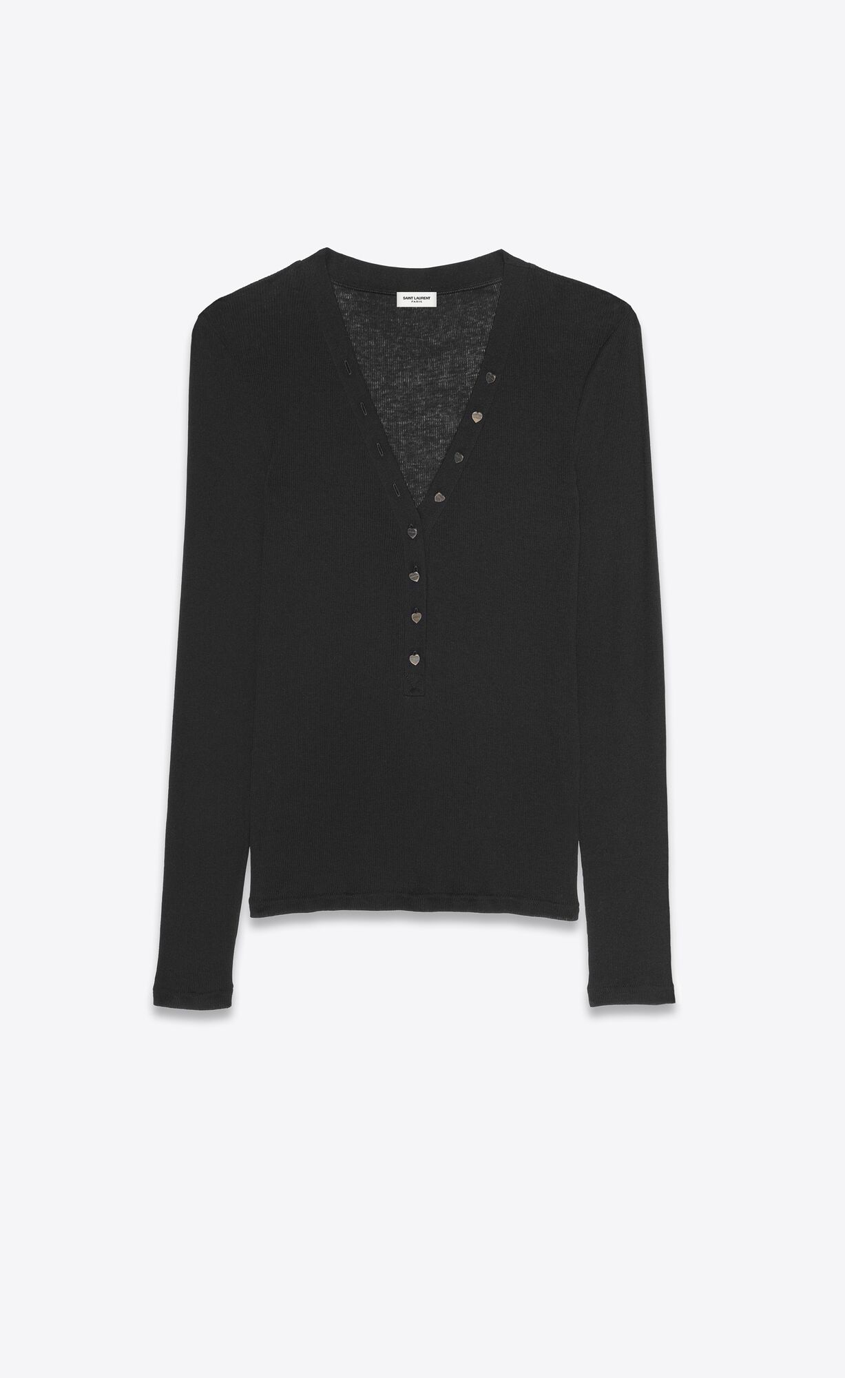 YSL Long-sleeve T-shirt In Gerippt Jersey Noir | 43275-WHUS