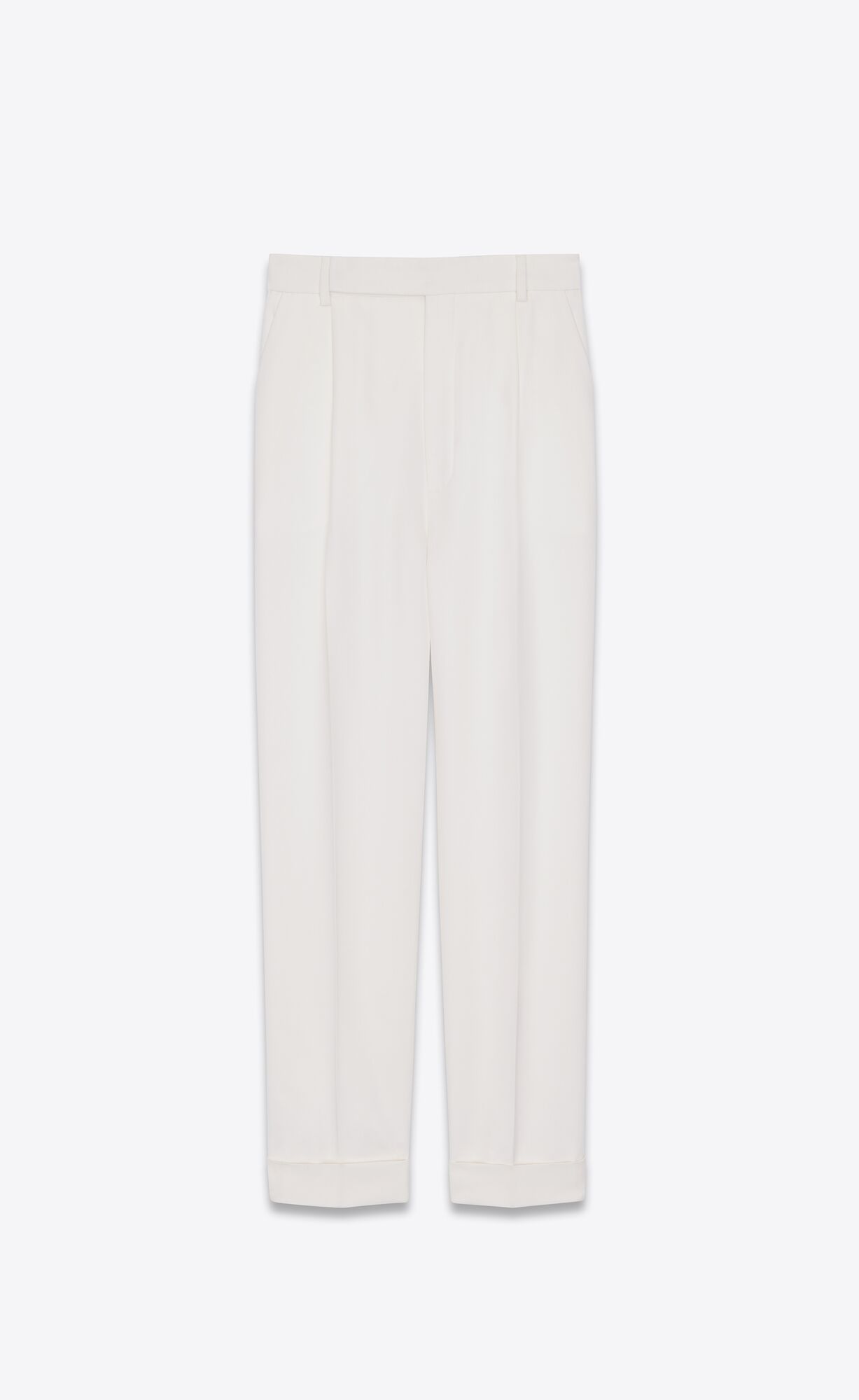 YSL Loose-fit Pants In Grain De Poudre Chalk | 94310-ILCB