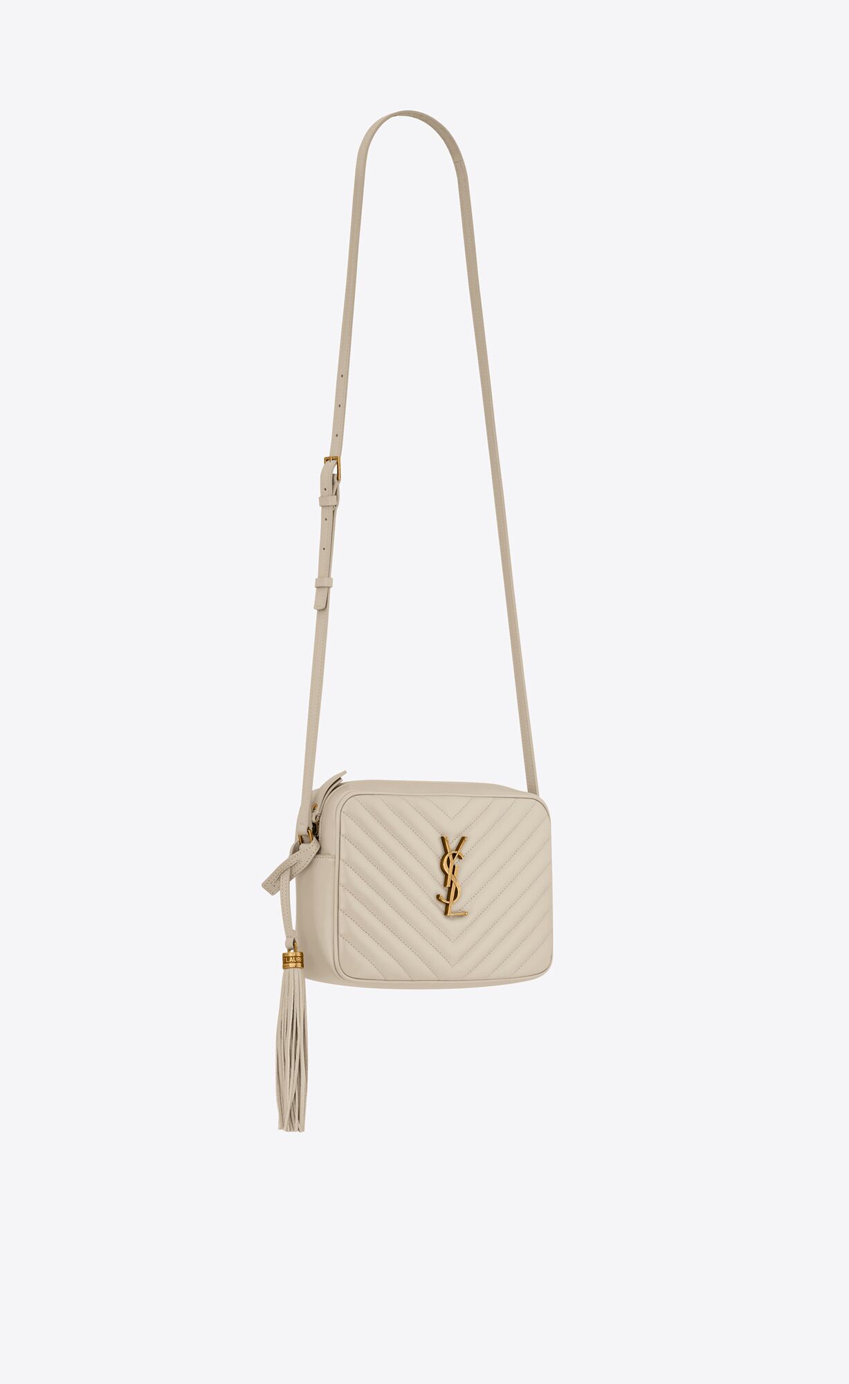 YSL Lou Camera Bag In Gesteppt Leder Blanc Vintage | 97548-RDWB