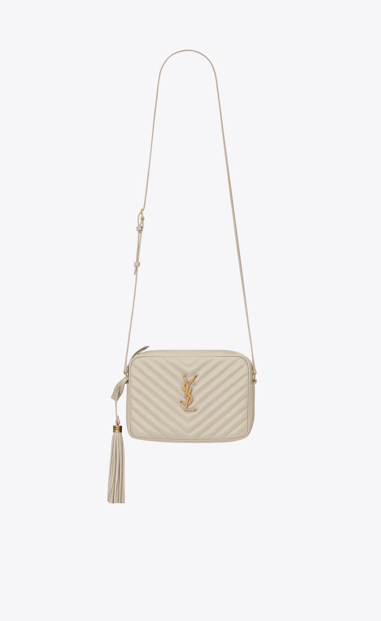 YSL Lou Camera Bag In Gesteppt Leder Blanc Vintage | 97548-RDWB