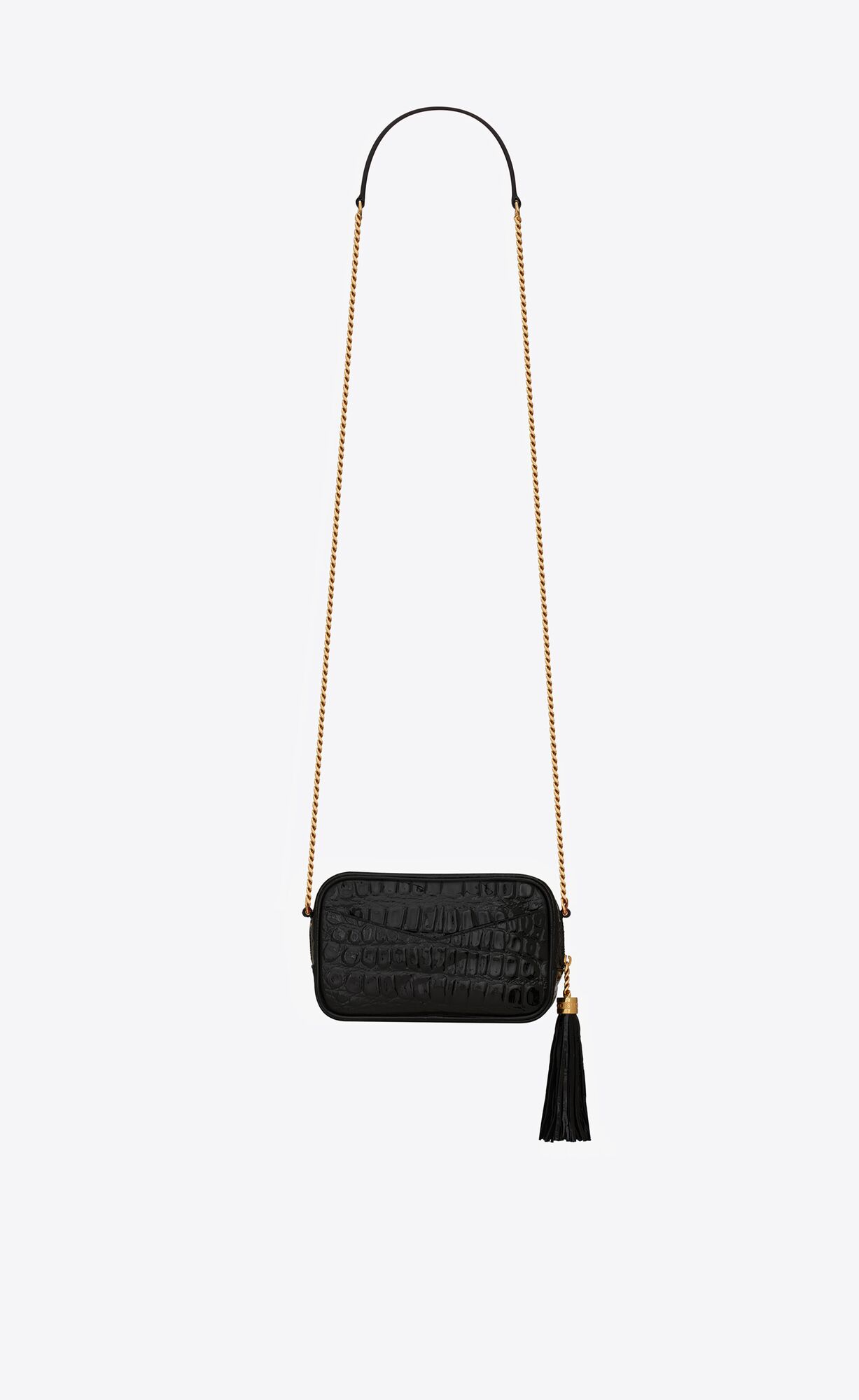 YSL Lou Mini Bag In Crocodile-embossed Lack Leder Schwarz | 05126-QXPI