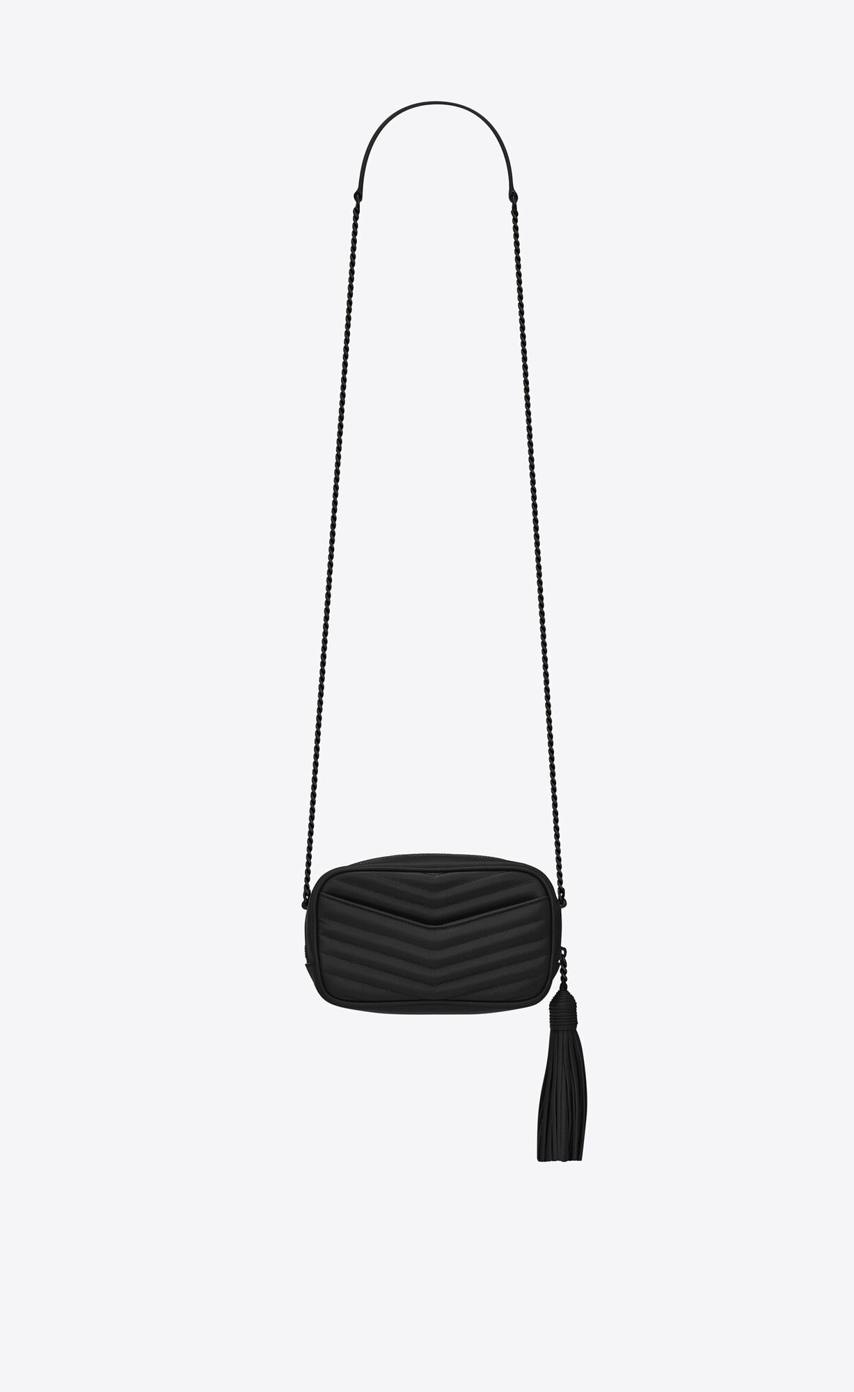 YSL Lou Mini Bag In Gesteppt Grain De Poudre Embossed Leder Schwarz | 62853-OJAX