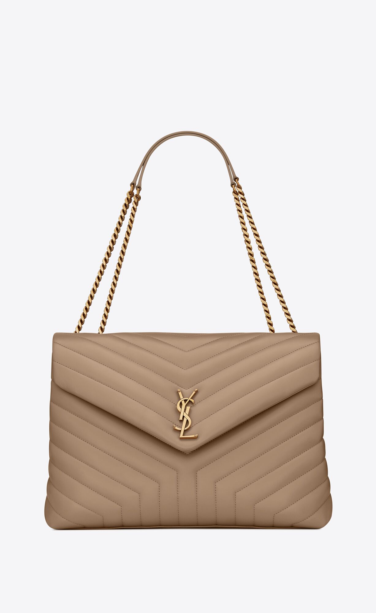 YSL Loulou Large Chain Bag In Gesteppt \