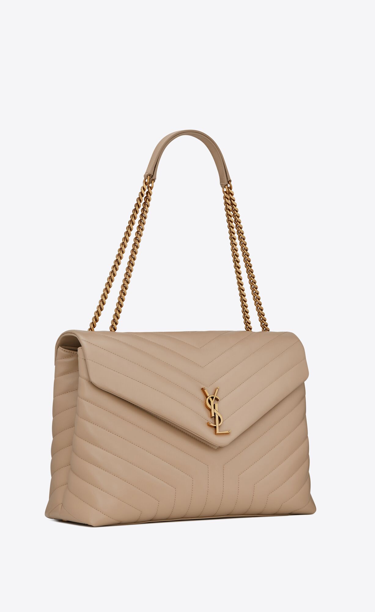 YSL Loulou Large Chain Bag In Gesteppt 