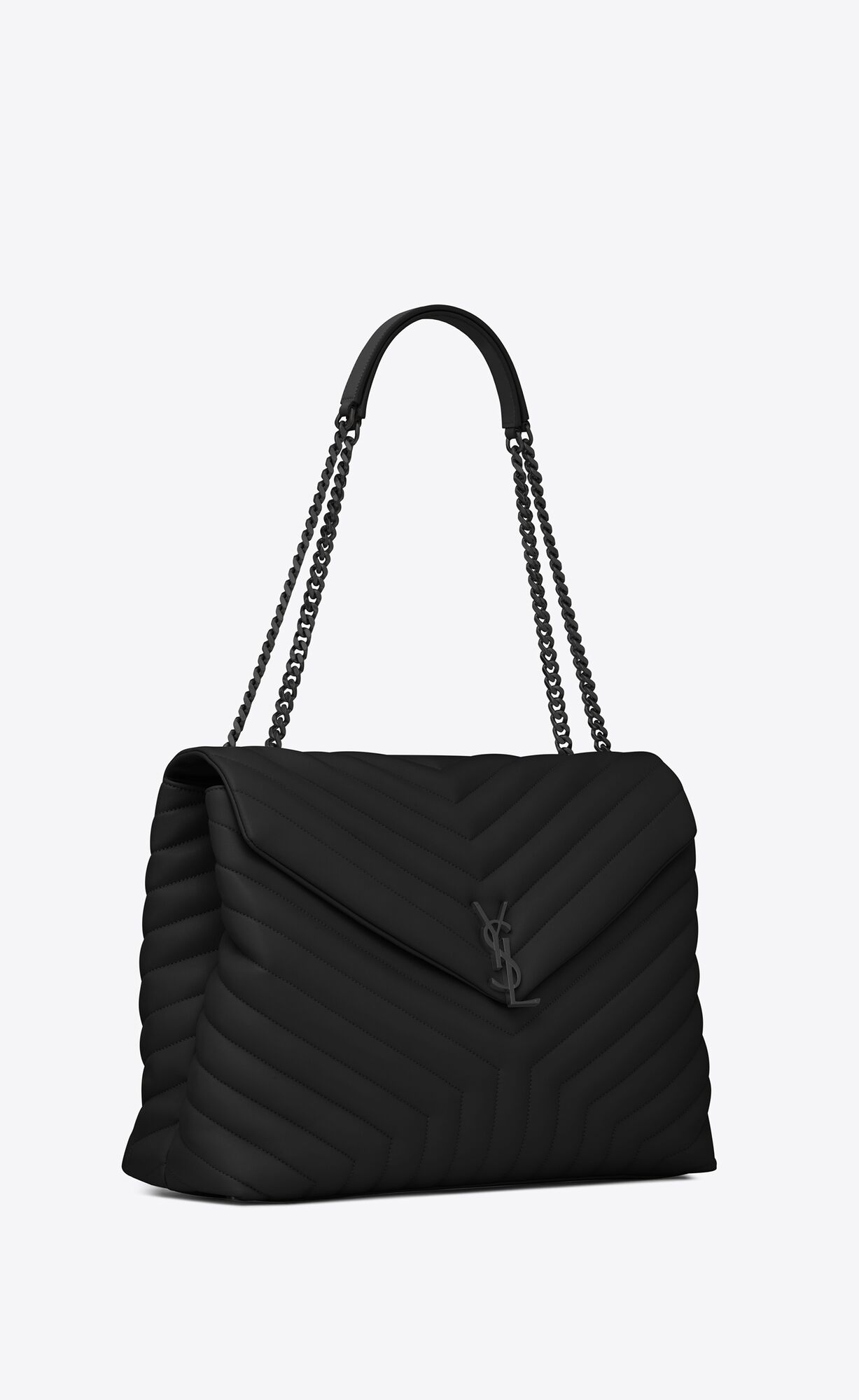 YSL Loulou Large Chain Bag In Gesteppt 