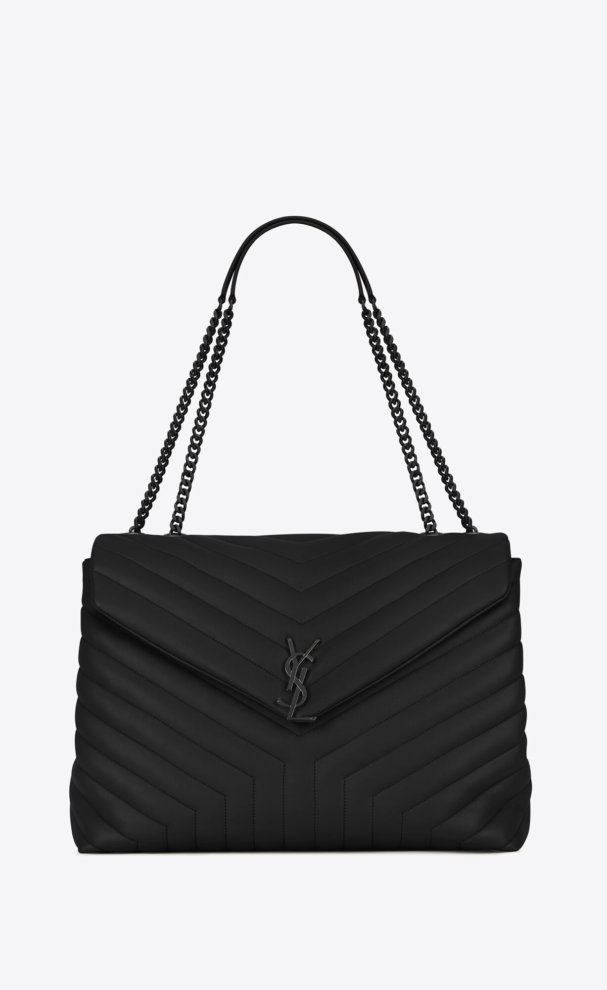 YSL Loulou Large Chain Bag In Gesteppt \