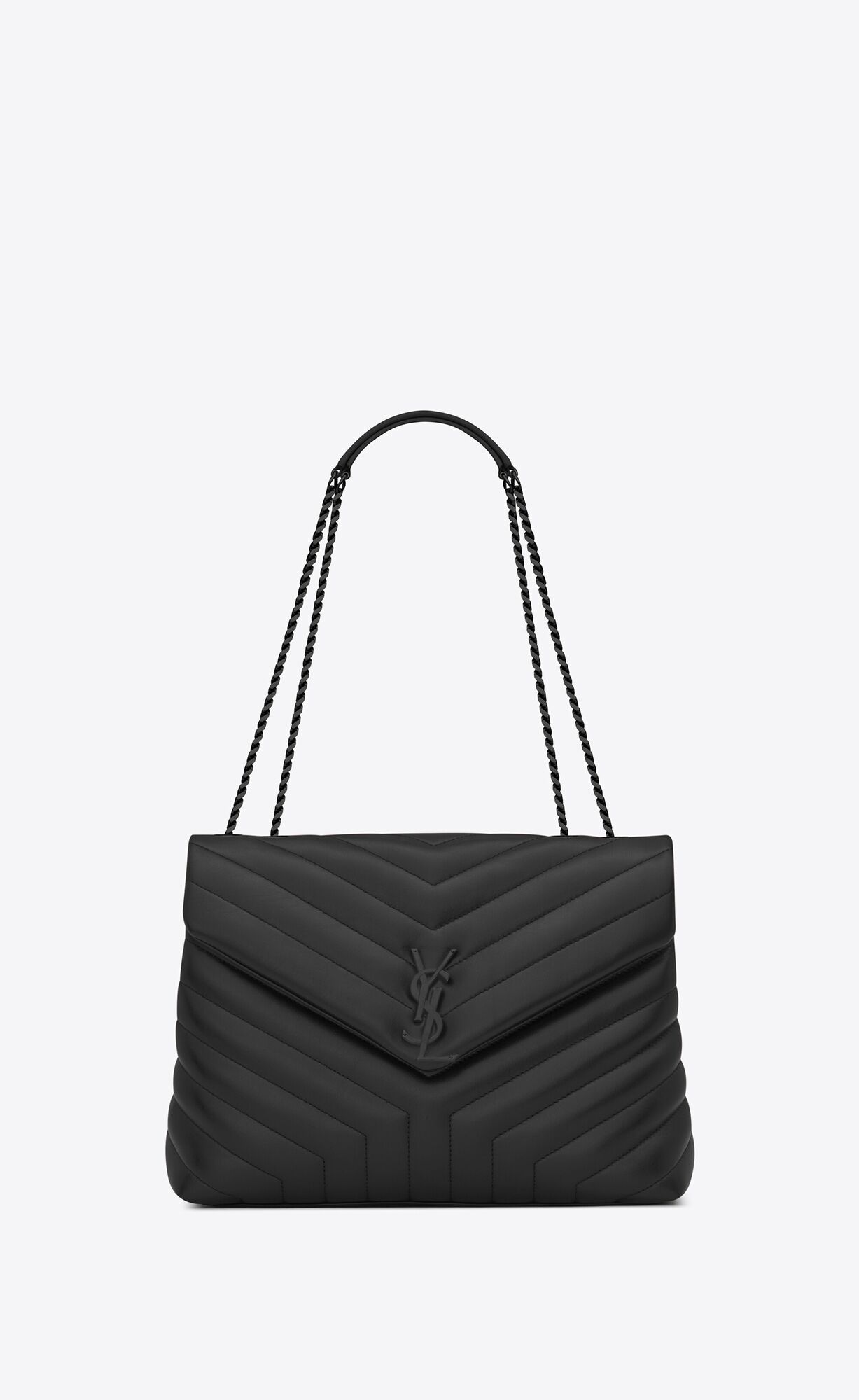 YSL Loulou Medium Chain Bag In Gesteppt \