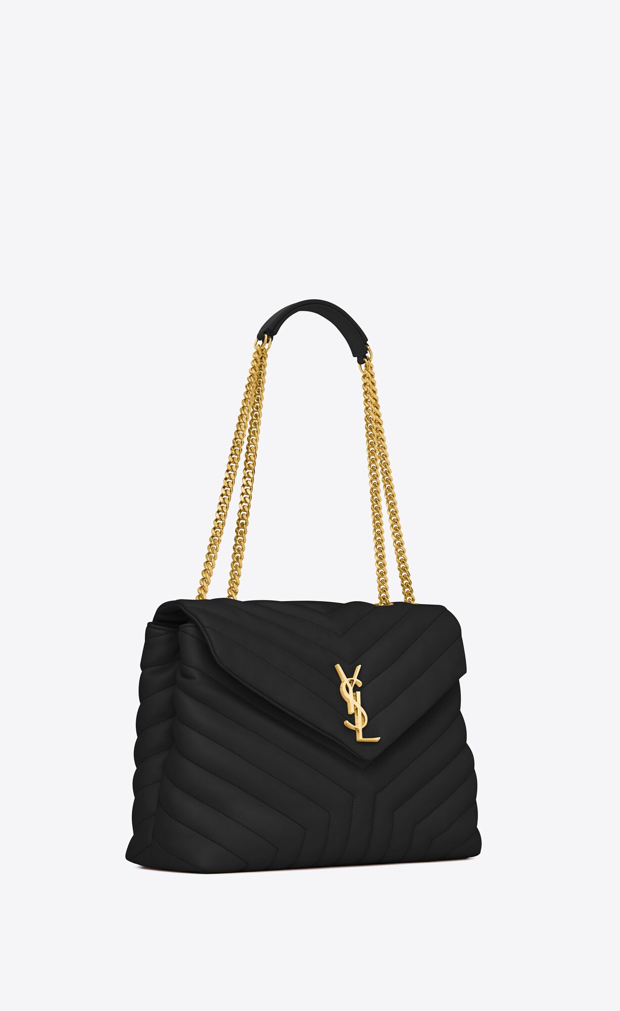 YSL Loulou Medium Chain Bag In Gesteppt 