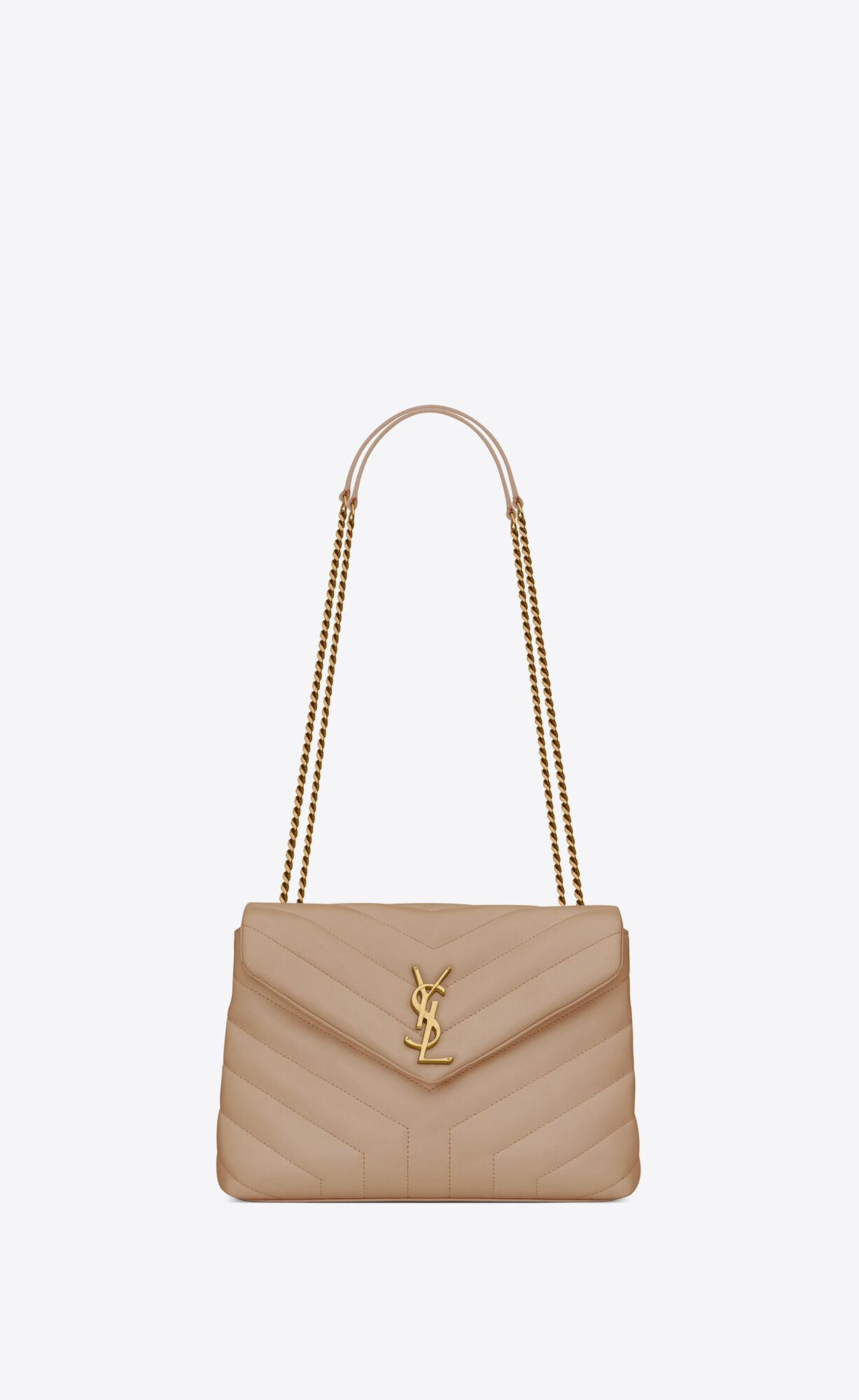 YSL Loulou Small Chain Bag In Gesteppt \