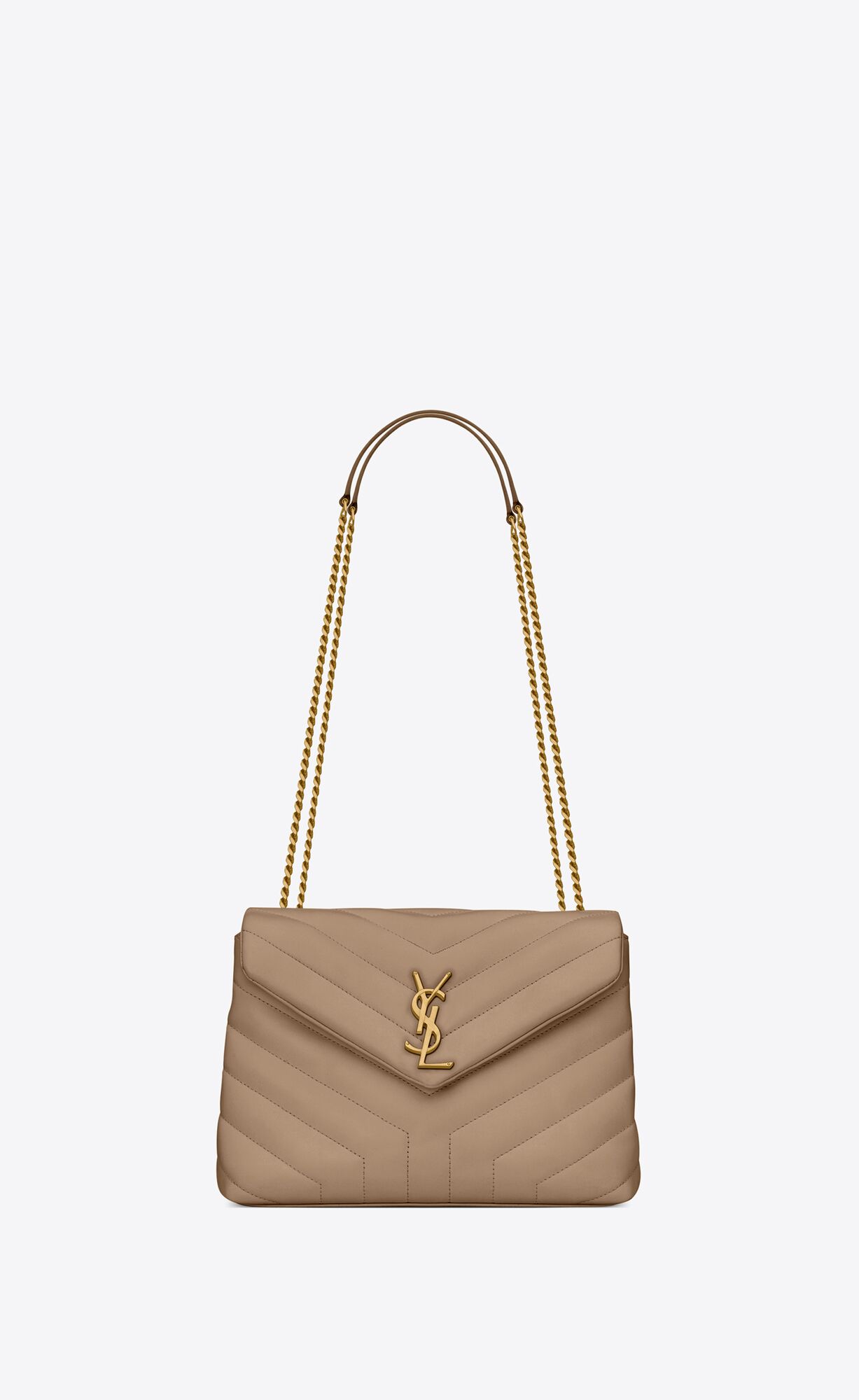 YSL Loulou Small Chain Bag In Gesteppt \