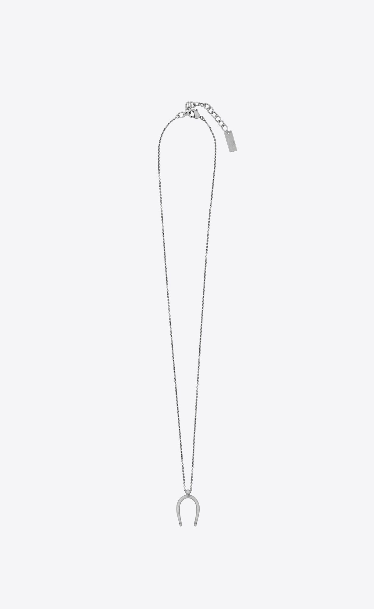 YSL Lucky Bone Charm Necklace In Metal Silber | 24083-OGFH