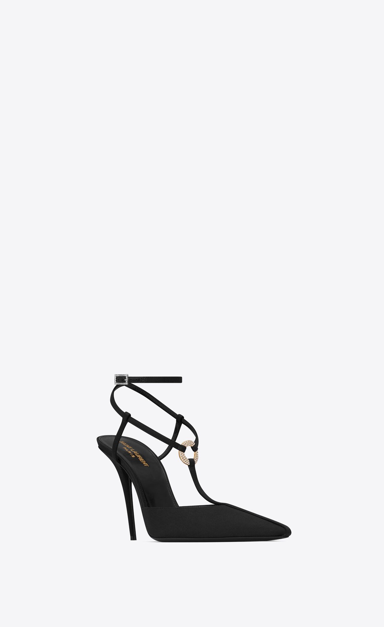 YSL Luna Slingback Pumps In Crepe Satin Schwarz | 05197-UCLI