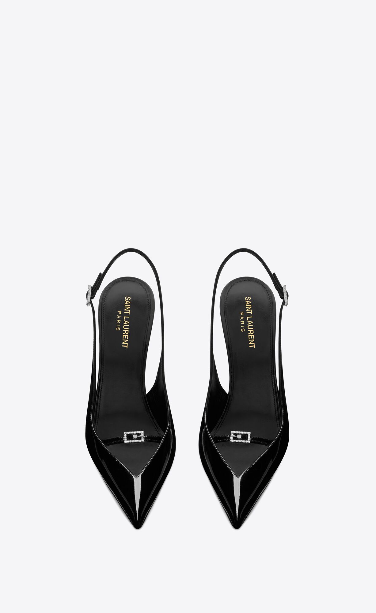 YSL Luna Slingback Pumps In Lack Leder Schwarz | 42580-NOLJ