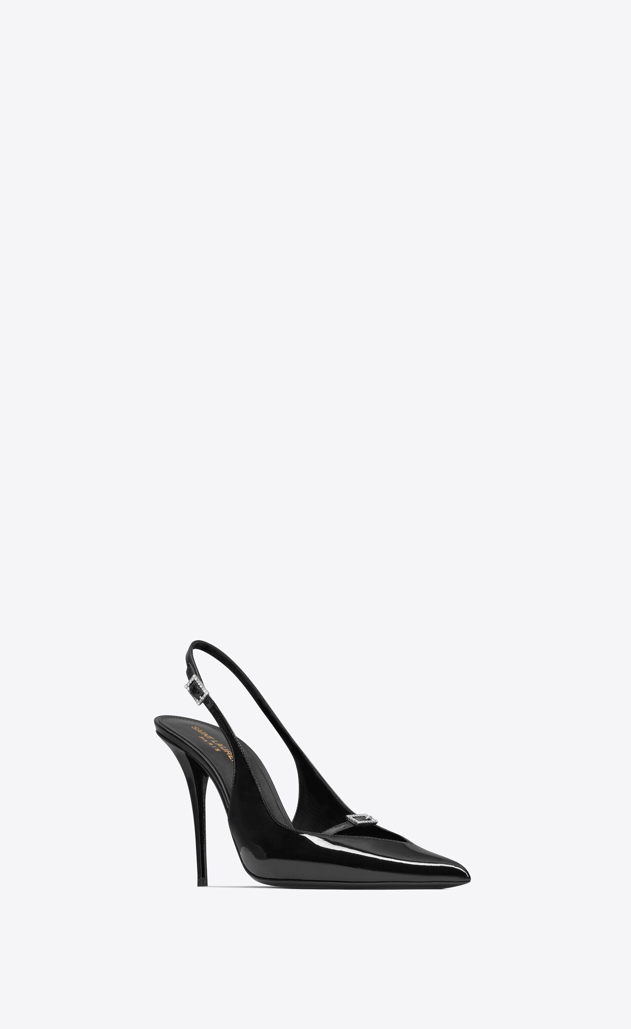 YSL Luna Slingback Pumps In Lack Leder Schwarz | 42580-NOLJ