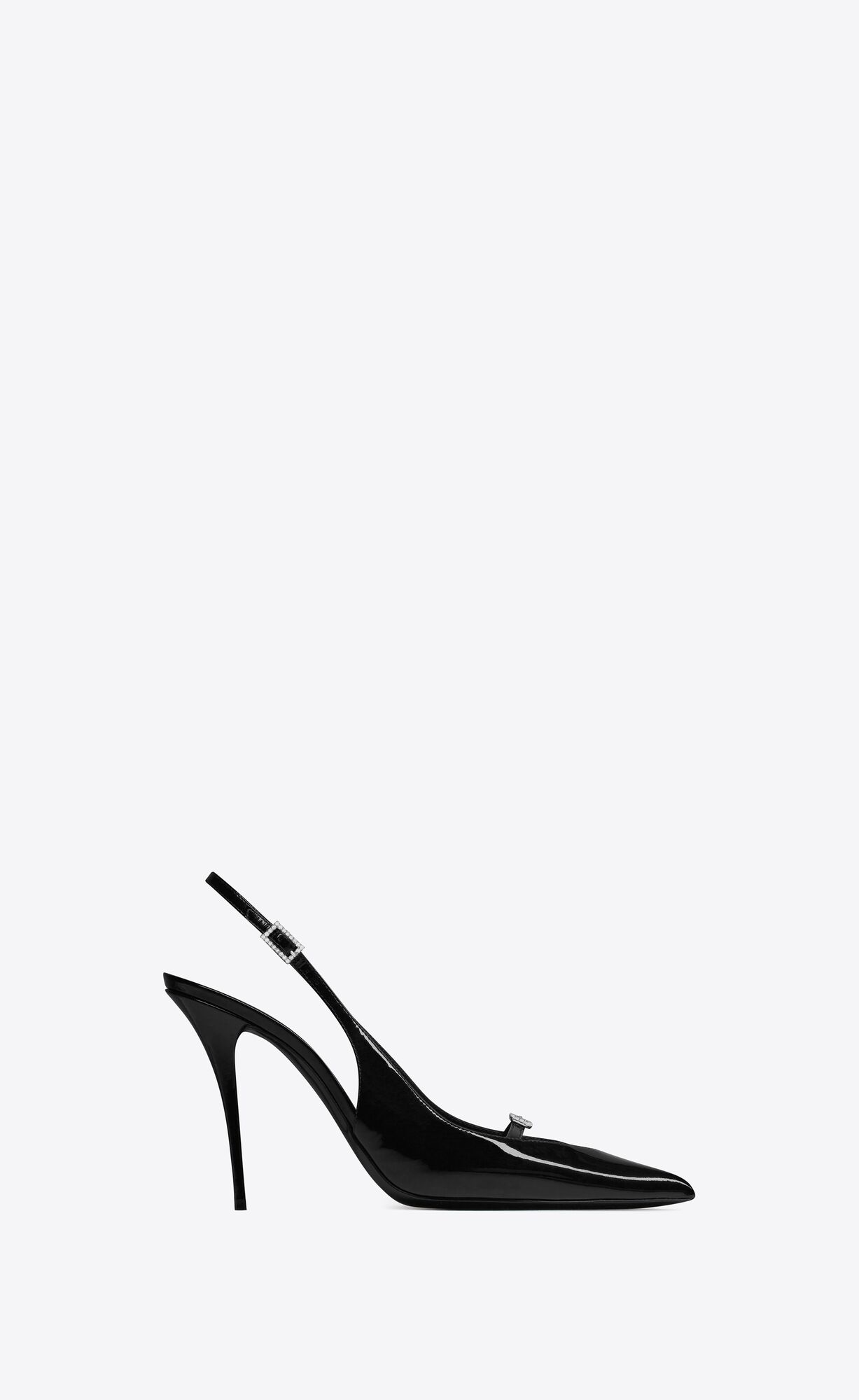 YSL Luna Slingback Pumps In Lack Leder Schwarz | 42580-NOLJ