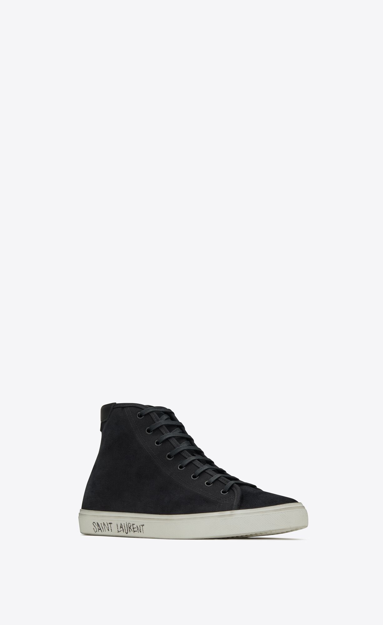 YSL Malibu Mid-top Sneakers In Canvas And Leder Schwarz | 03148-TYEP