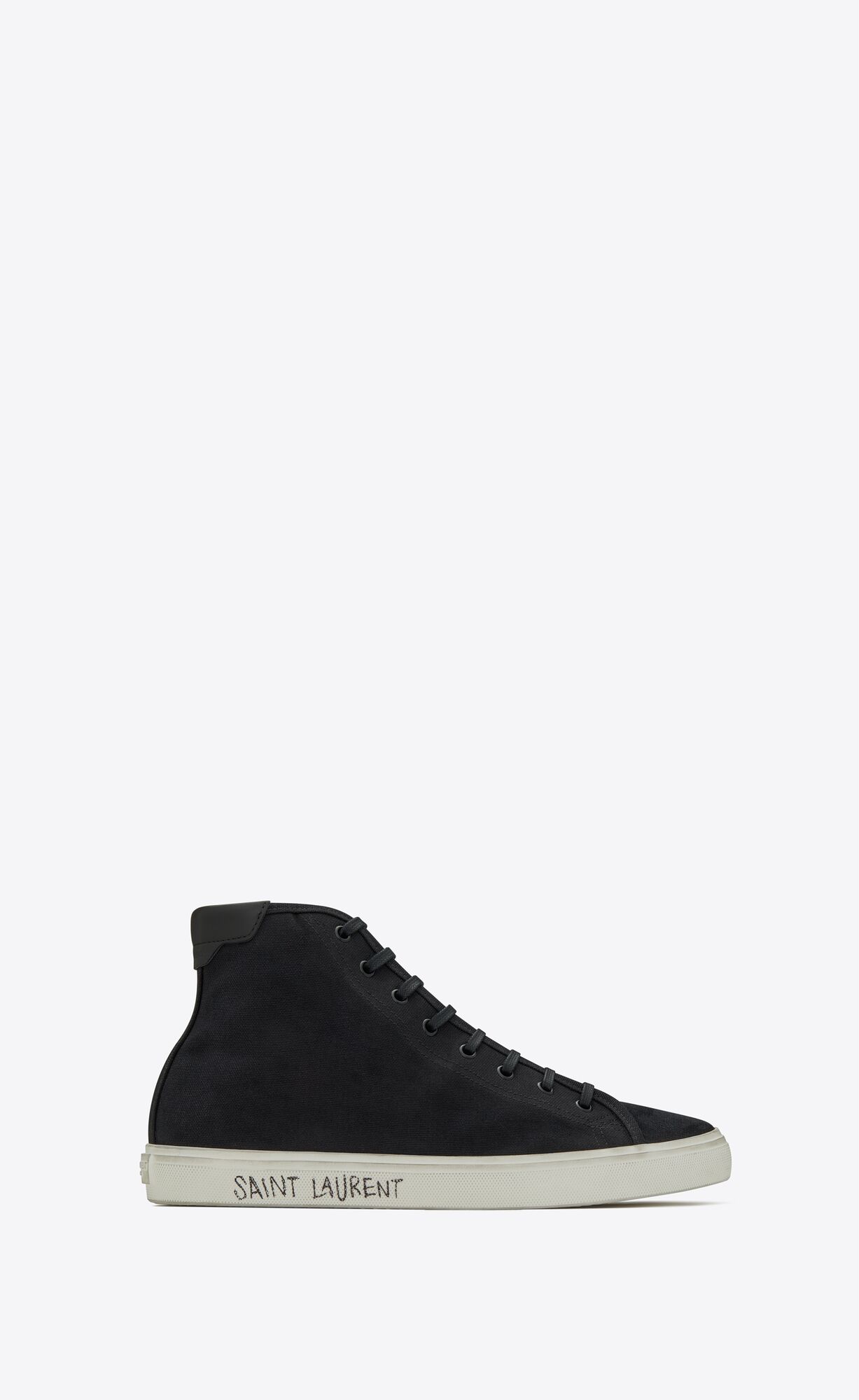 YSL Malibu Mid-top Sneakers In Canvas And Leder Schwarz | 03148-TYEP