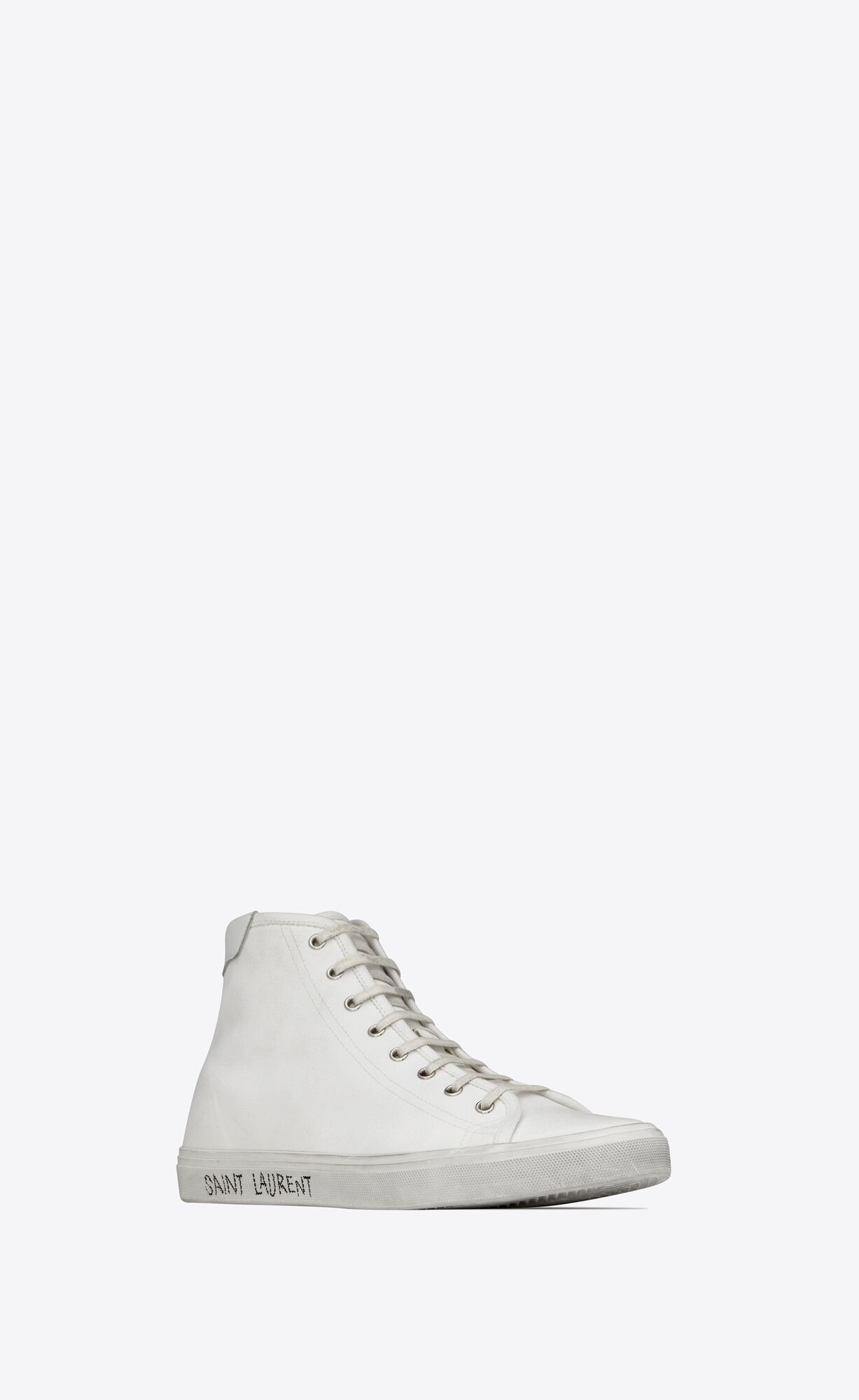 YSL Malibu Mid-top Sneakers In Canvas And Leder Weiß | 15708-BQMC