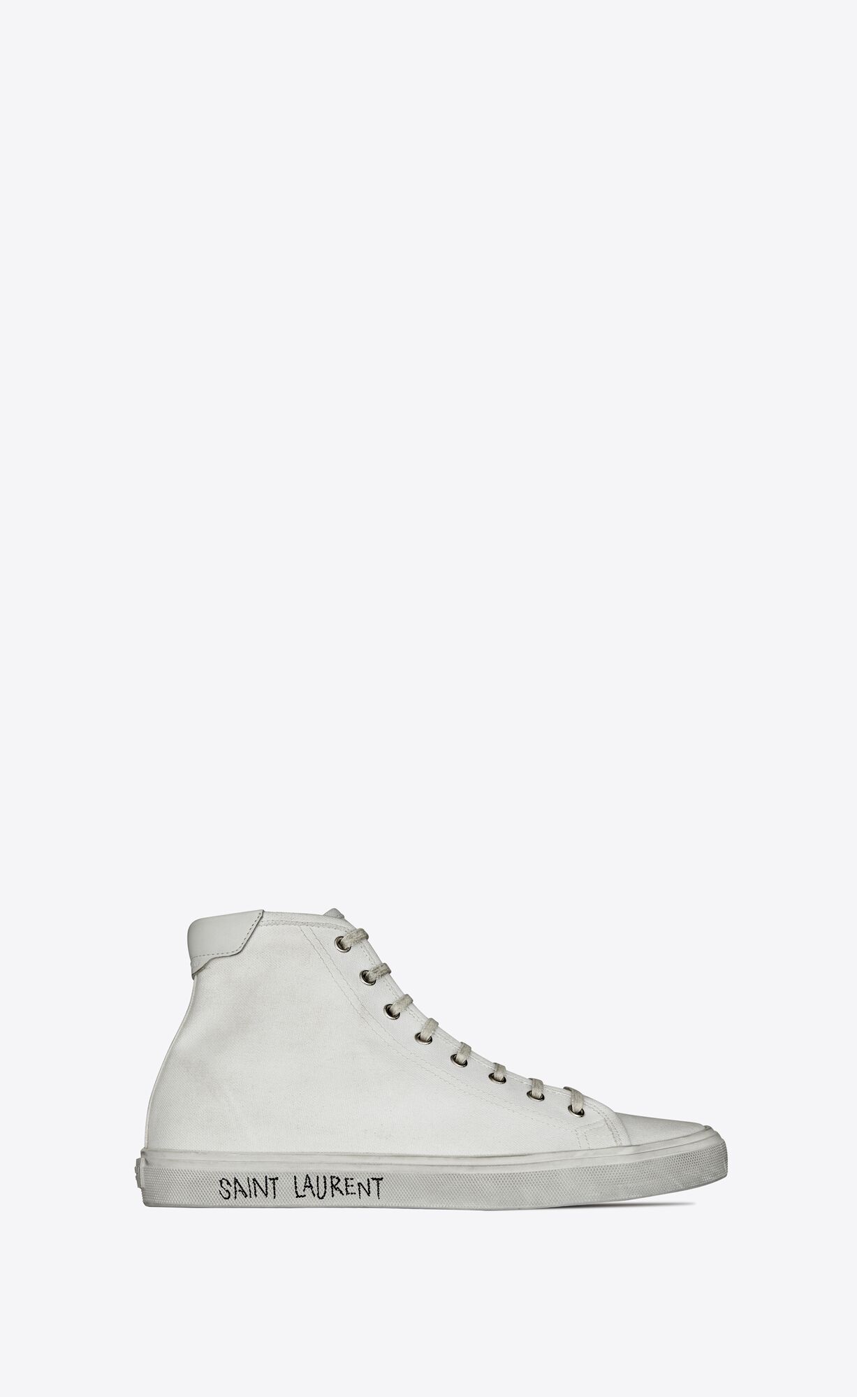 YSL Malibu Mid-top Sneakers In Canvas And Leder Weiß | 15708-BQMC