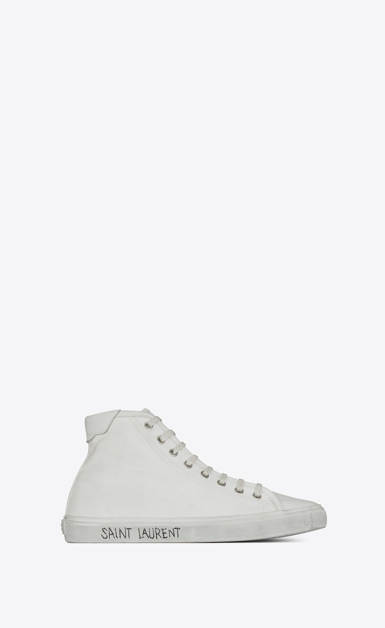 YSL Malibu Mid-top Sneakers In Canvas And Leder Weiß | 81253-COLS