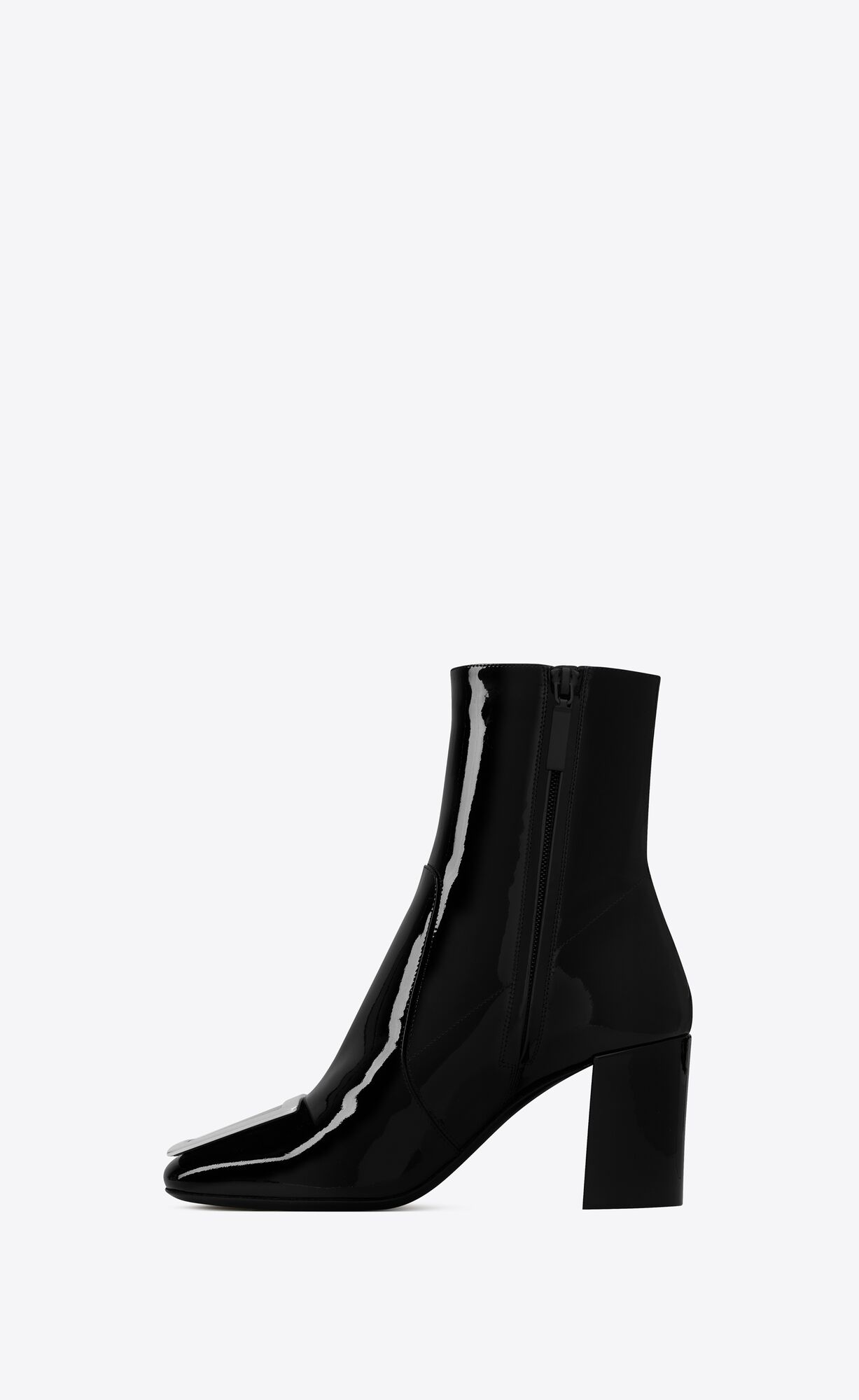 YSL Maxine Booties In Lack Leder Schwarz | 02716-SRYD