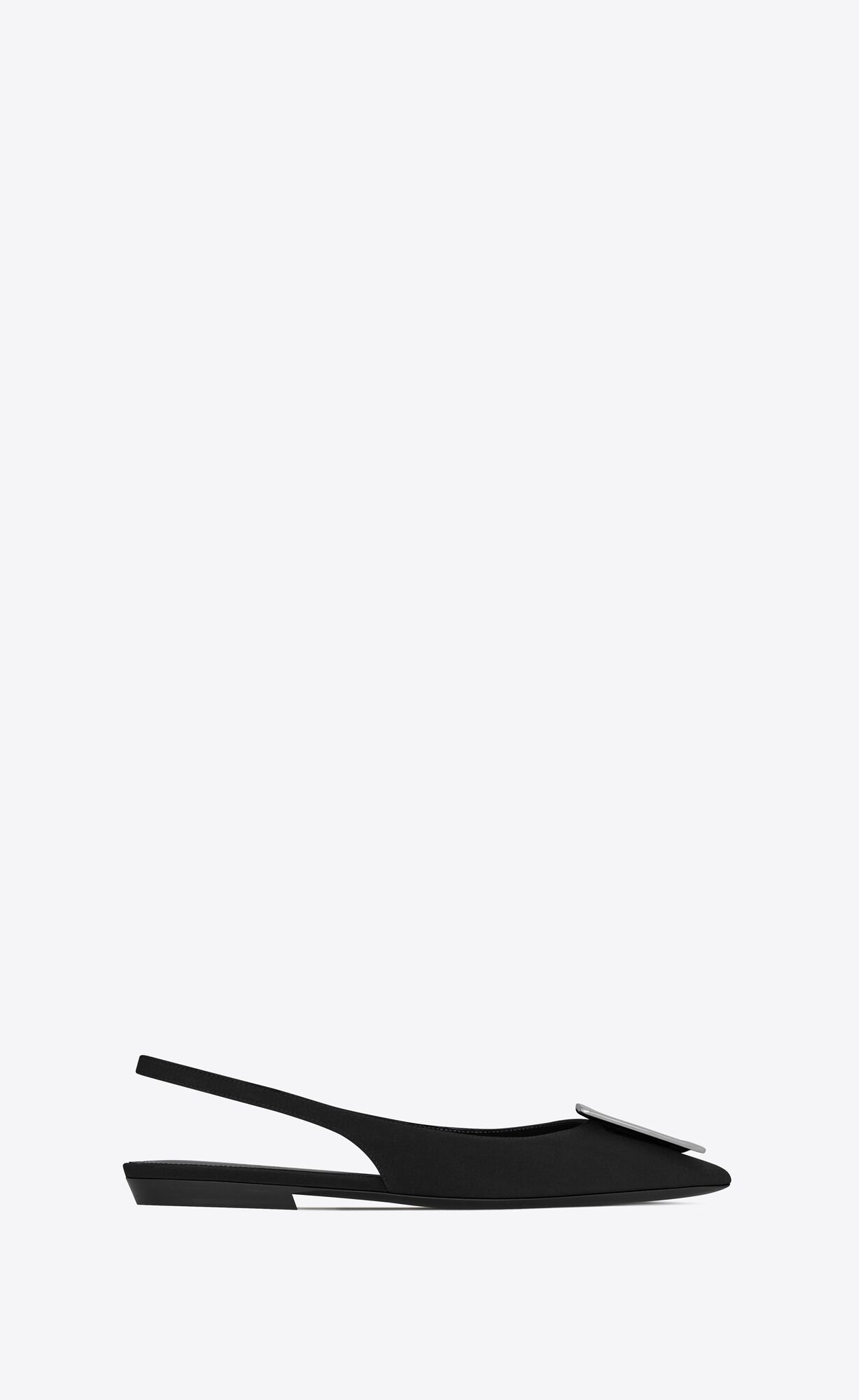 YSL Maxine Slingback Flats In Crepe De Chine Schwarz | 20413-NBLC